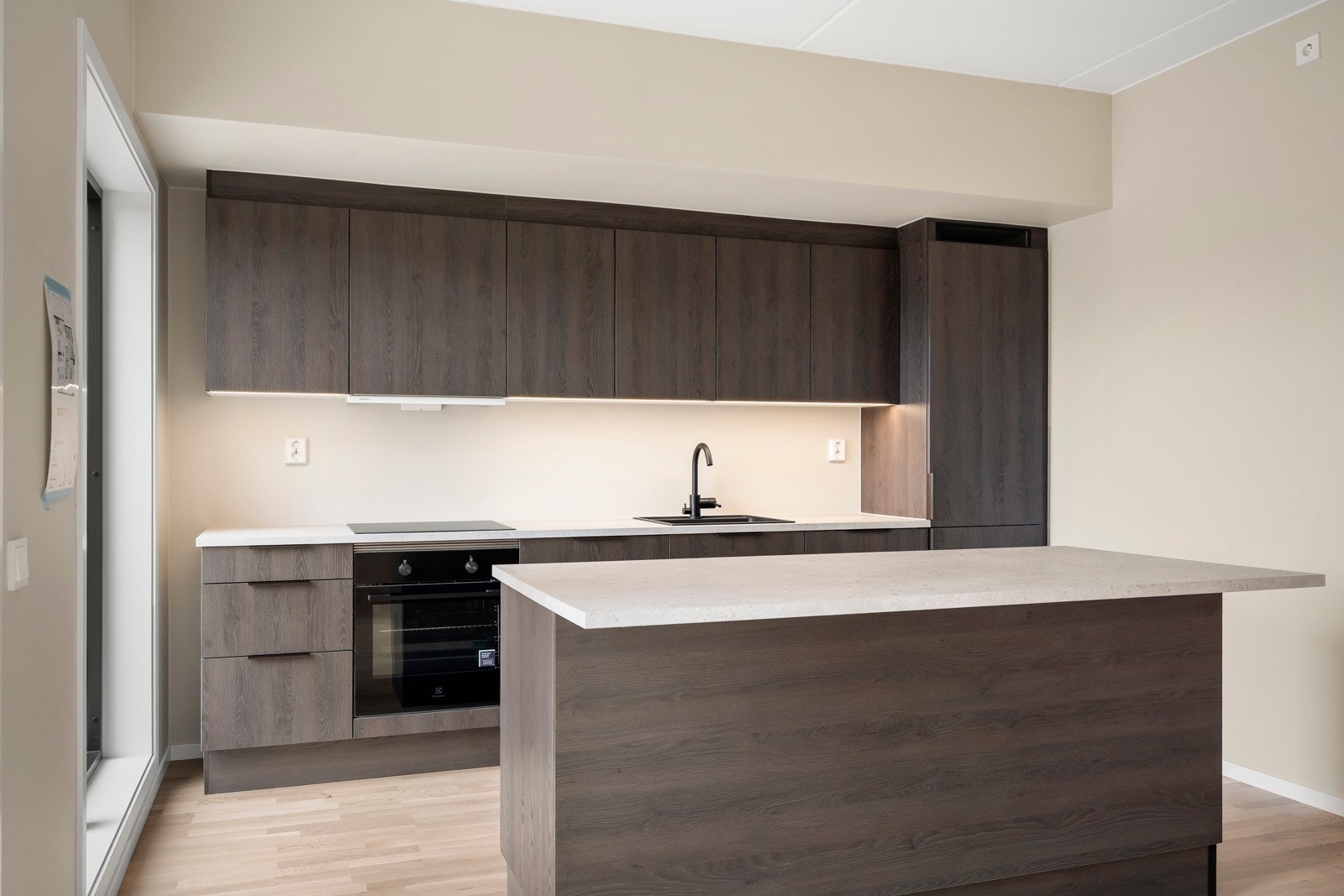 Hvitevarer leveres av typen Electrolux, med induksjonsplatetopp, stekeovn, kjøl/fryseskap og oppvaskmaskin. Galleribilde