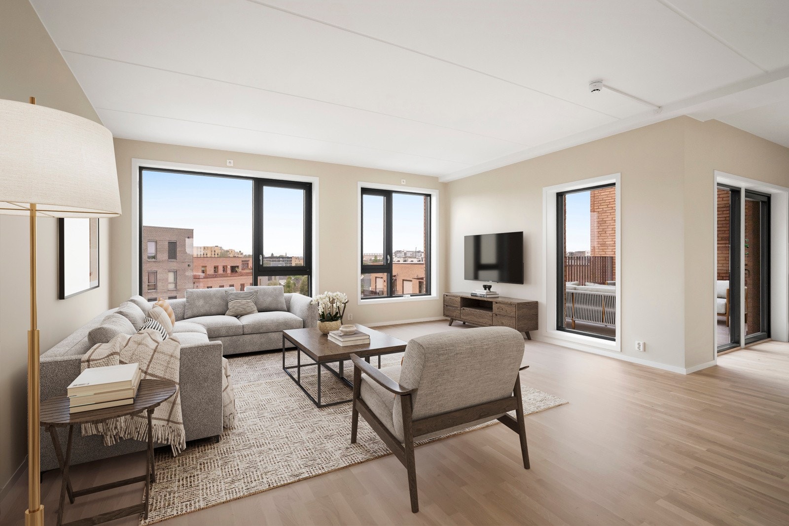 Velkommen til Fjellvegen 9 - en nyoppført, romslig og moderne toppleilighet i populære Skogmo Park, med nærhet til butikker, kulturtilbud, kollektivtransport og flotte turområder. NB! Bildet er kun digitalt illustrert med møbler. Galleribilde