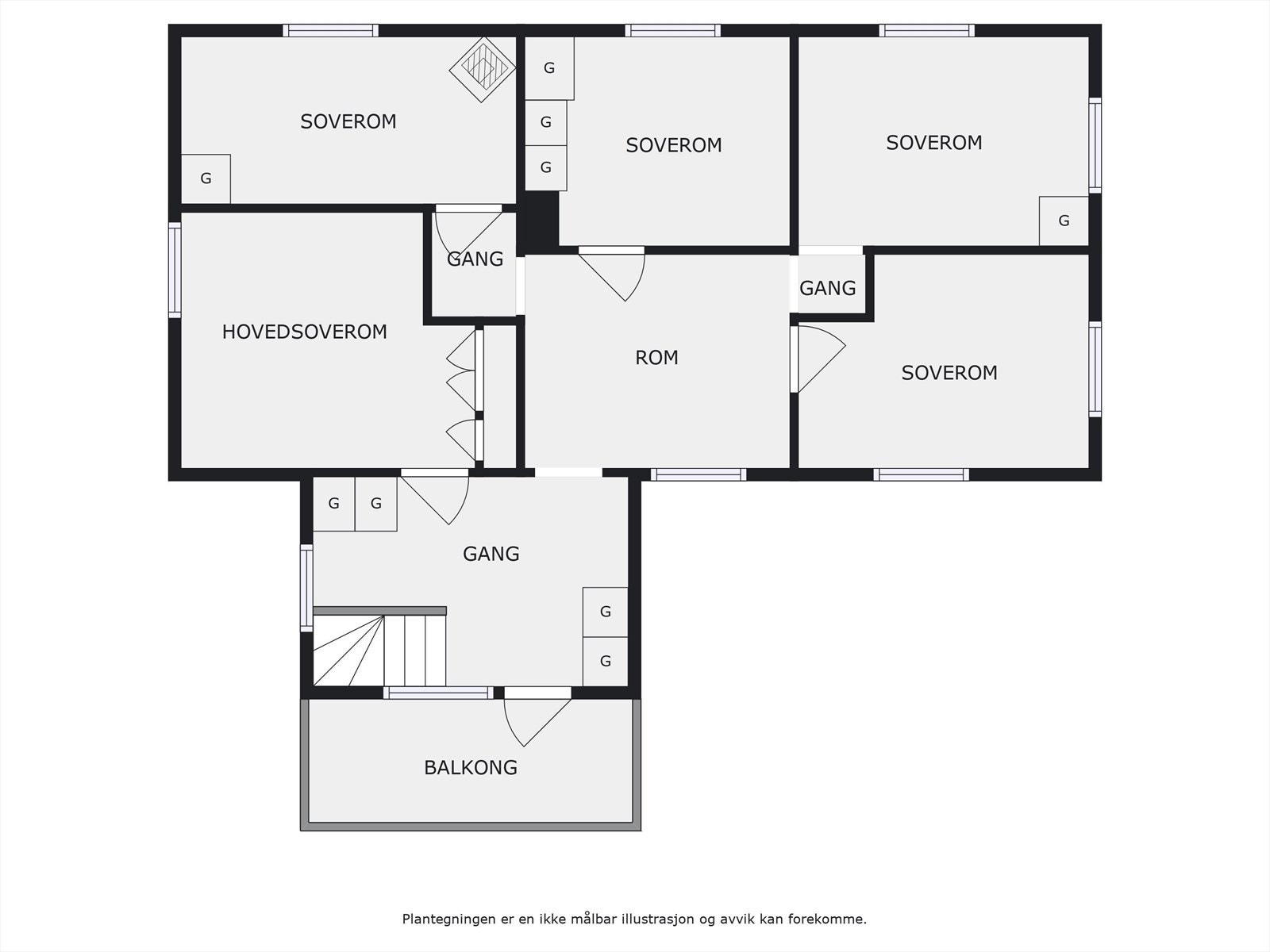 Plantegning, andre etasje. Galleribilde