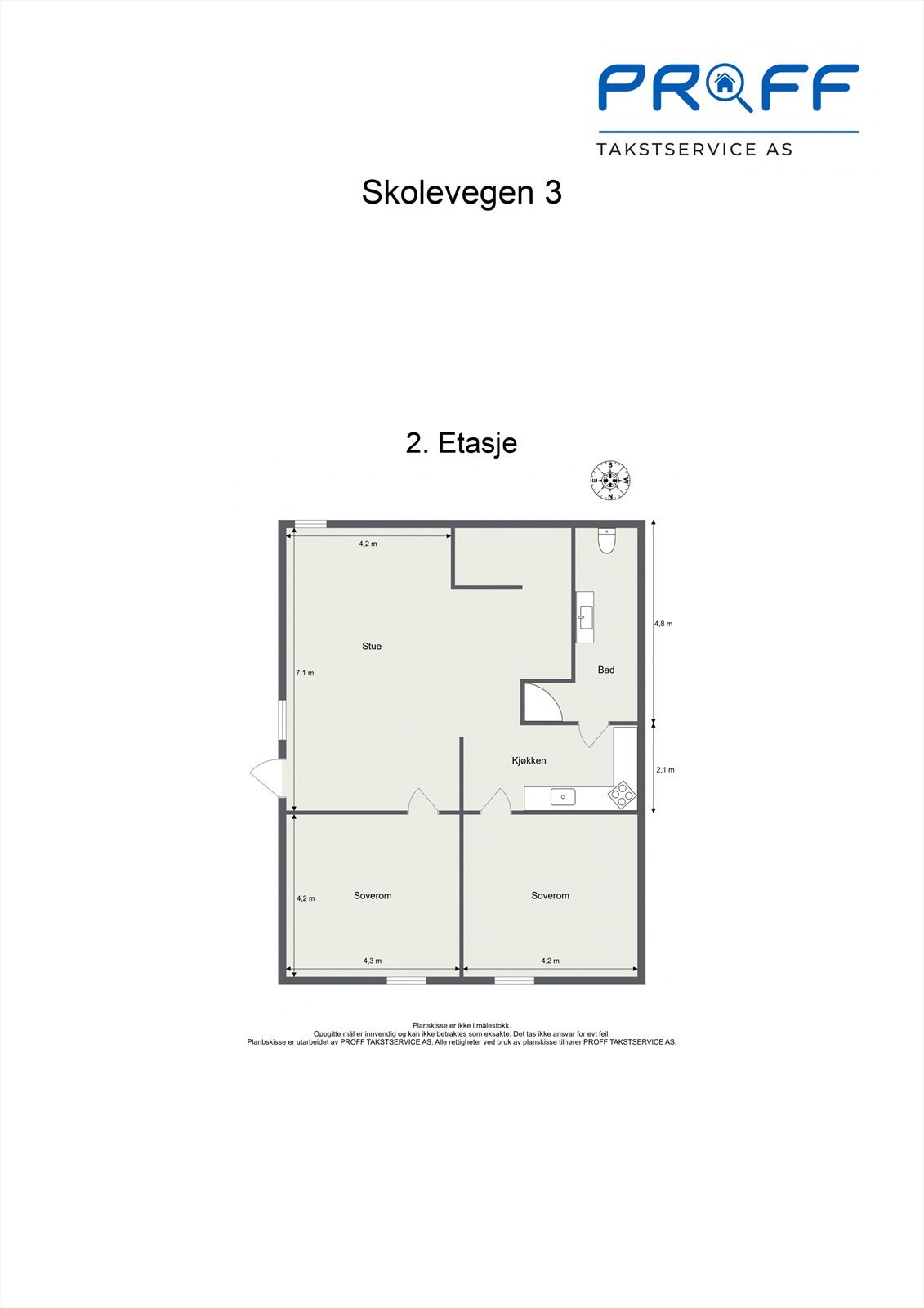 Plantegning 2. etasje. Det er ikke trapp mellom disse etasjene i dag. Galleribilde