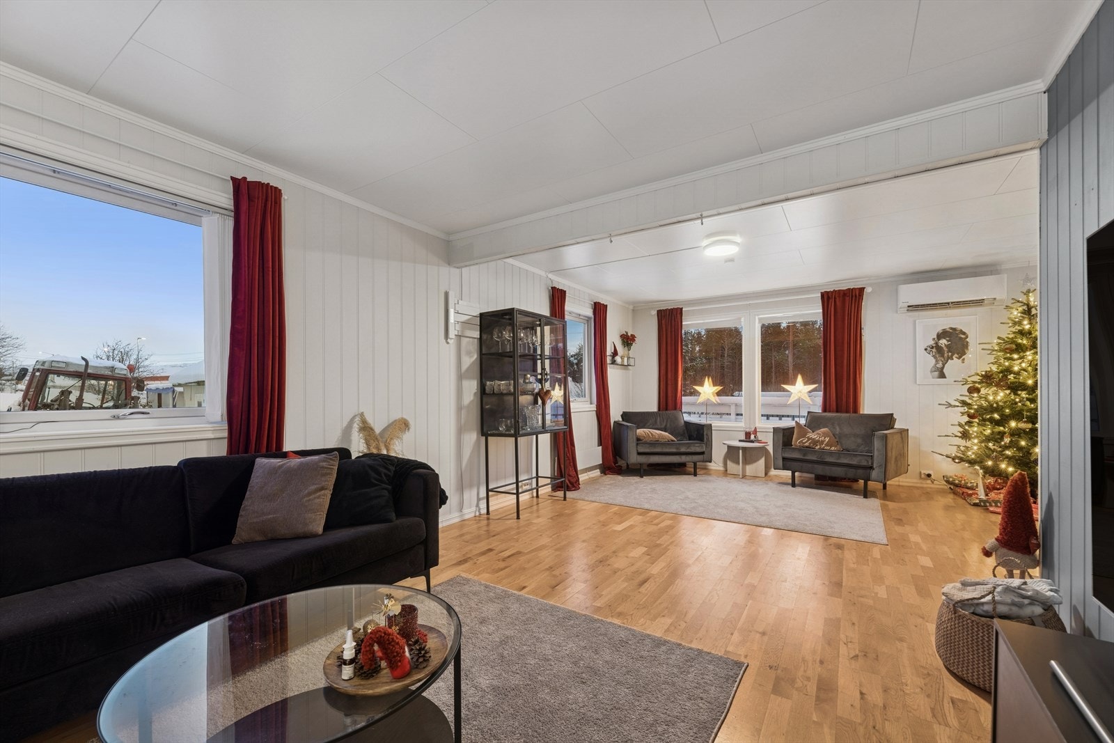 Stuen har god plass til sofagruppe og andre sosiale soner. Galleribilde