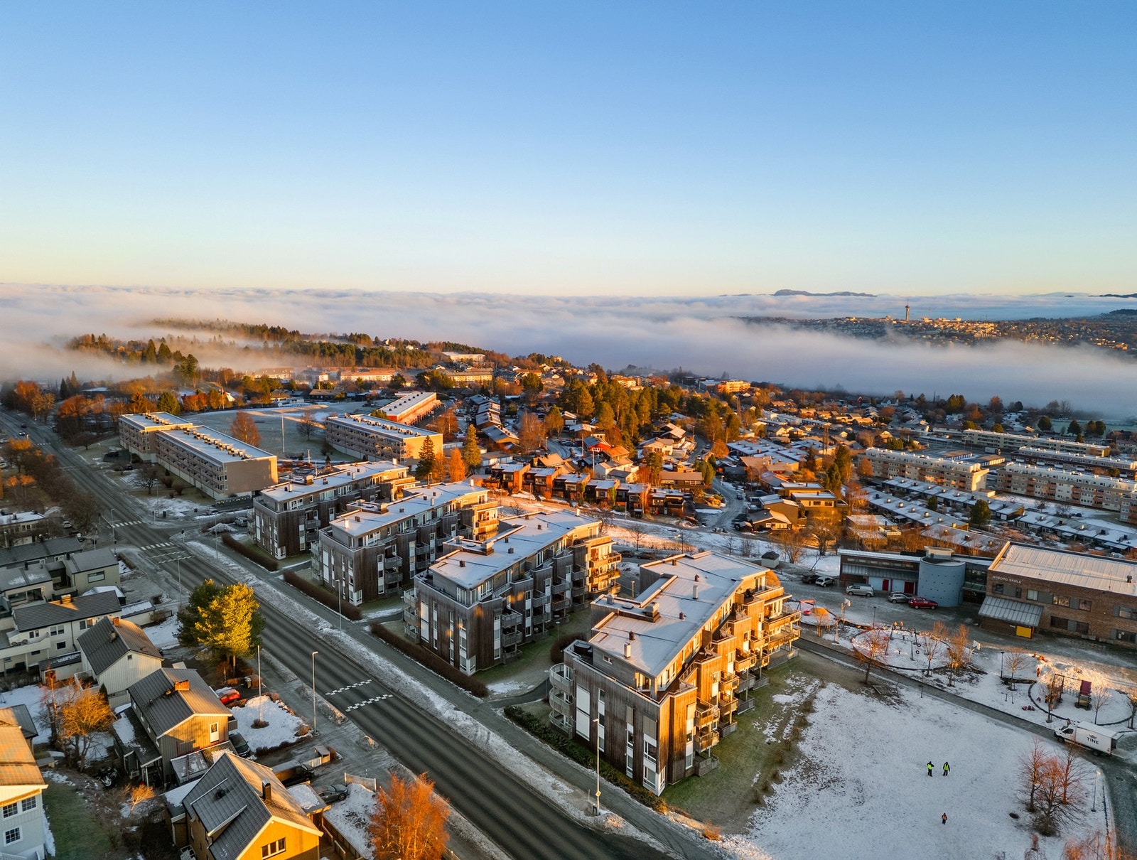 Oversiktsbilde av bebyggelsen i Benjaminsveien på Nyborg. Galleribilde