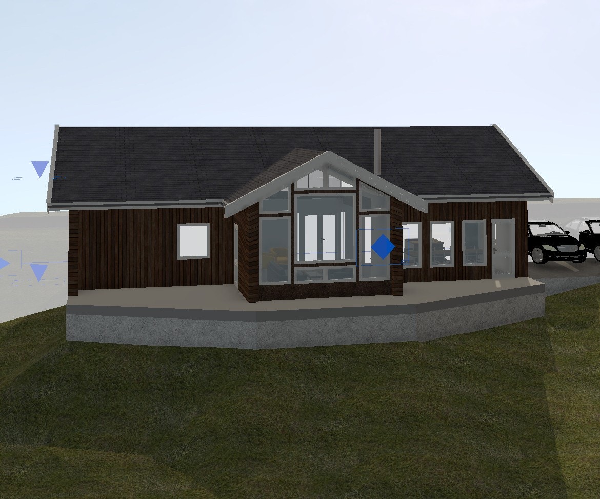 Illustrasjonsbilde av planlagt hytte. Galleribilde