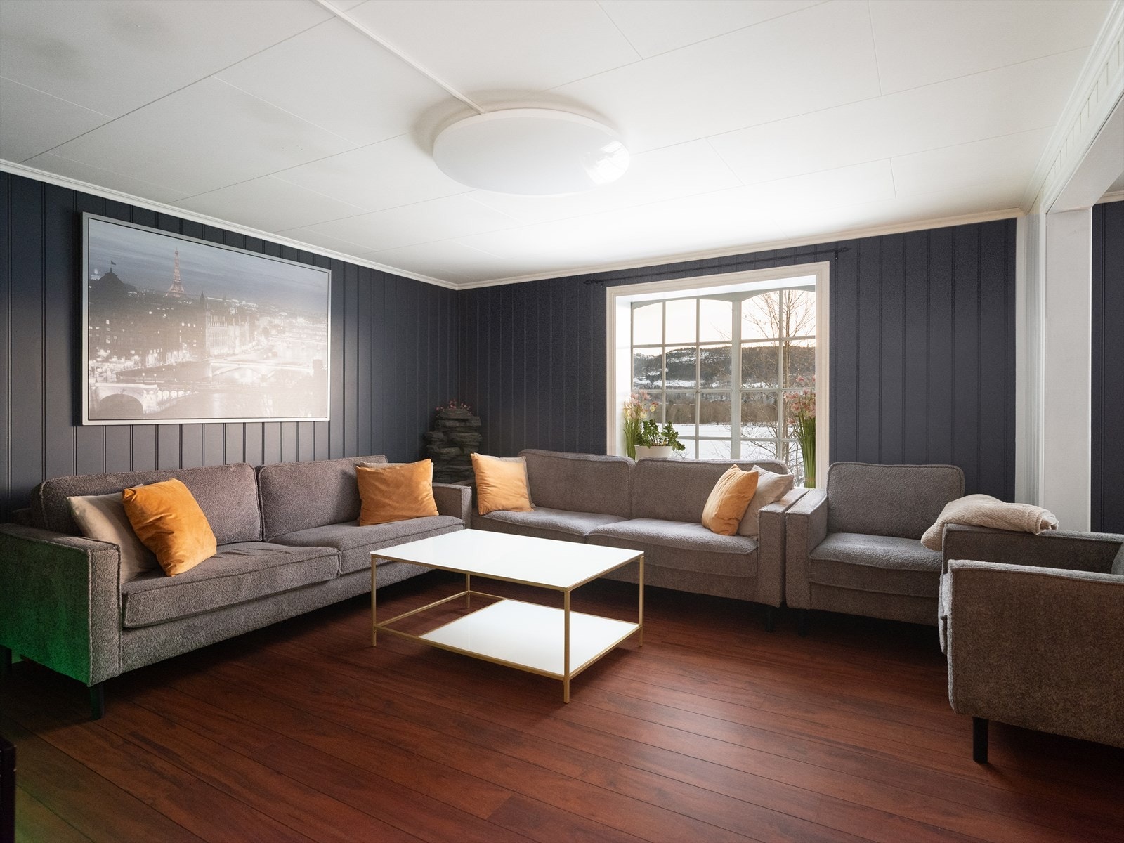 Stuerommet er av god størrelse, med god plass til sittegruppe Galleribilde