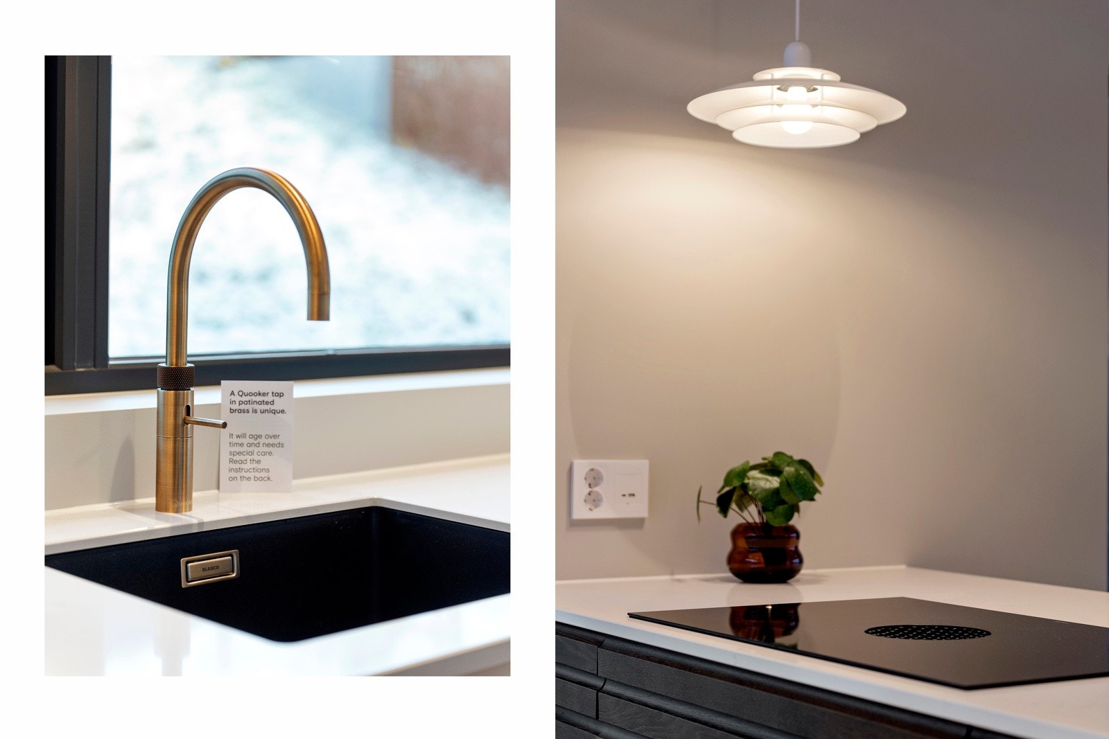 Ekslusive detaljer på kjøkken. Her har man blant annet Quooker tappekran med kokende vann rett fra krana. Galleribilde