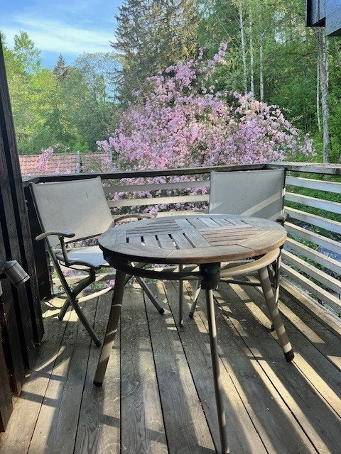 Privat bilde av bakongen med utgang fra trapperommet. Galleribilde