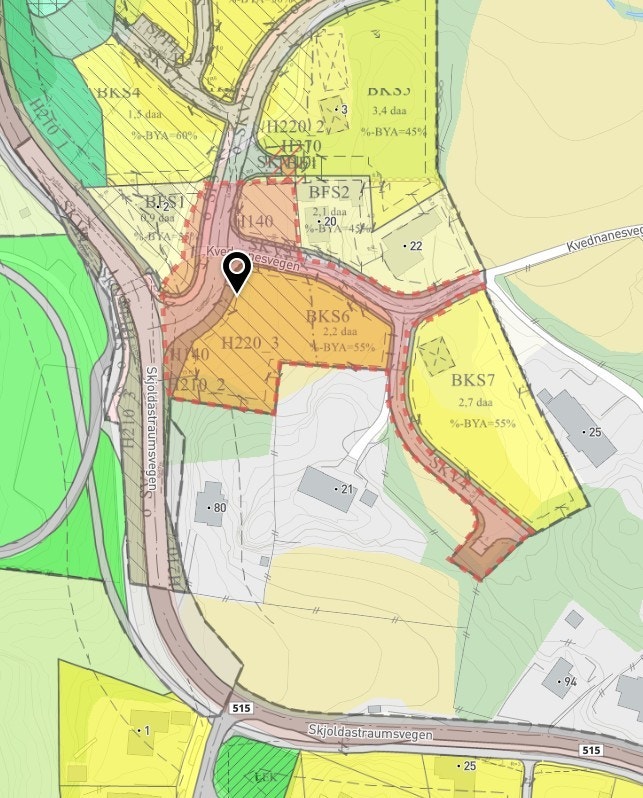 Utsnitt av reguleringsplan Detaljregulering Grindetunet. Galleribilde