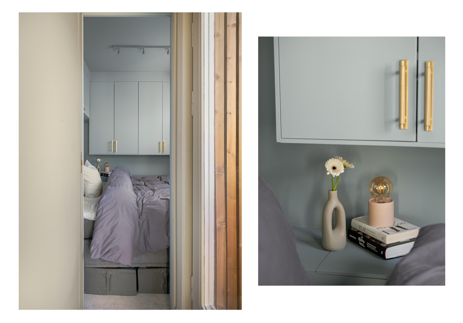 Mellom kjøkken og balkong finner du det "blå" rommet, altså soverommet. Galleribilde