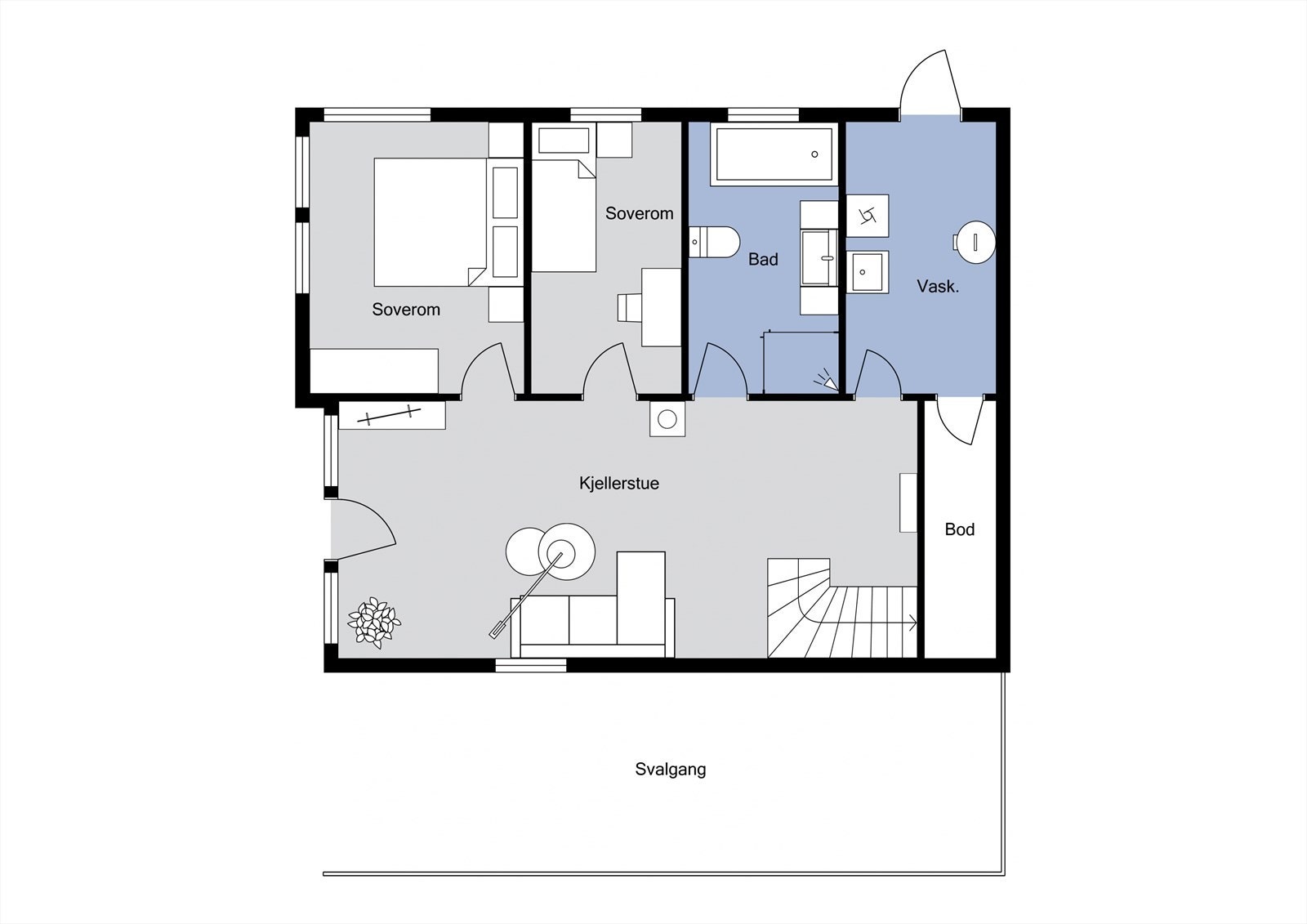 Plantegning underetasje. Galleribilde