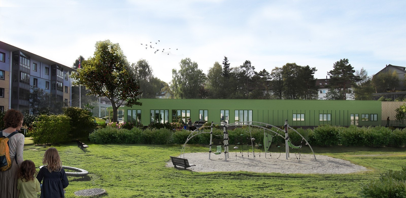 Illustrasjonsbilde over nytt flerbruksbygg Galleribilde