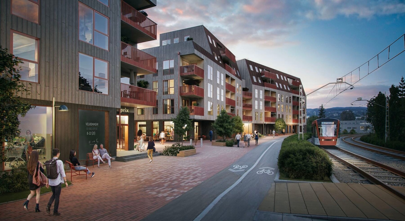 1. etg av bygget som vender mot bybane er avsatt til næring.
Bildet er illustrasjon og avvik kan forekomme. Galleribilde