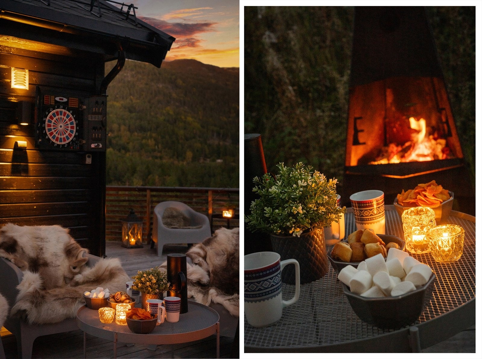 Kveldsro på terrassen med varm kaffe, smågodt og dempet belysning blir stemningen både lun og avslappende. Galleribilde