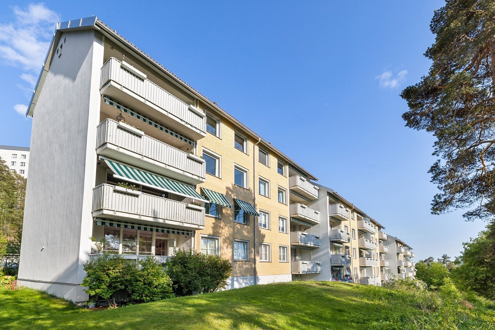 Blokken ligger luftig til og er omkranset av grøntareal Galleribilde