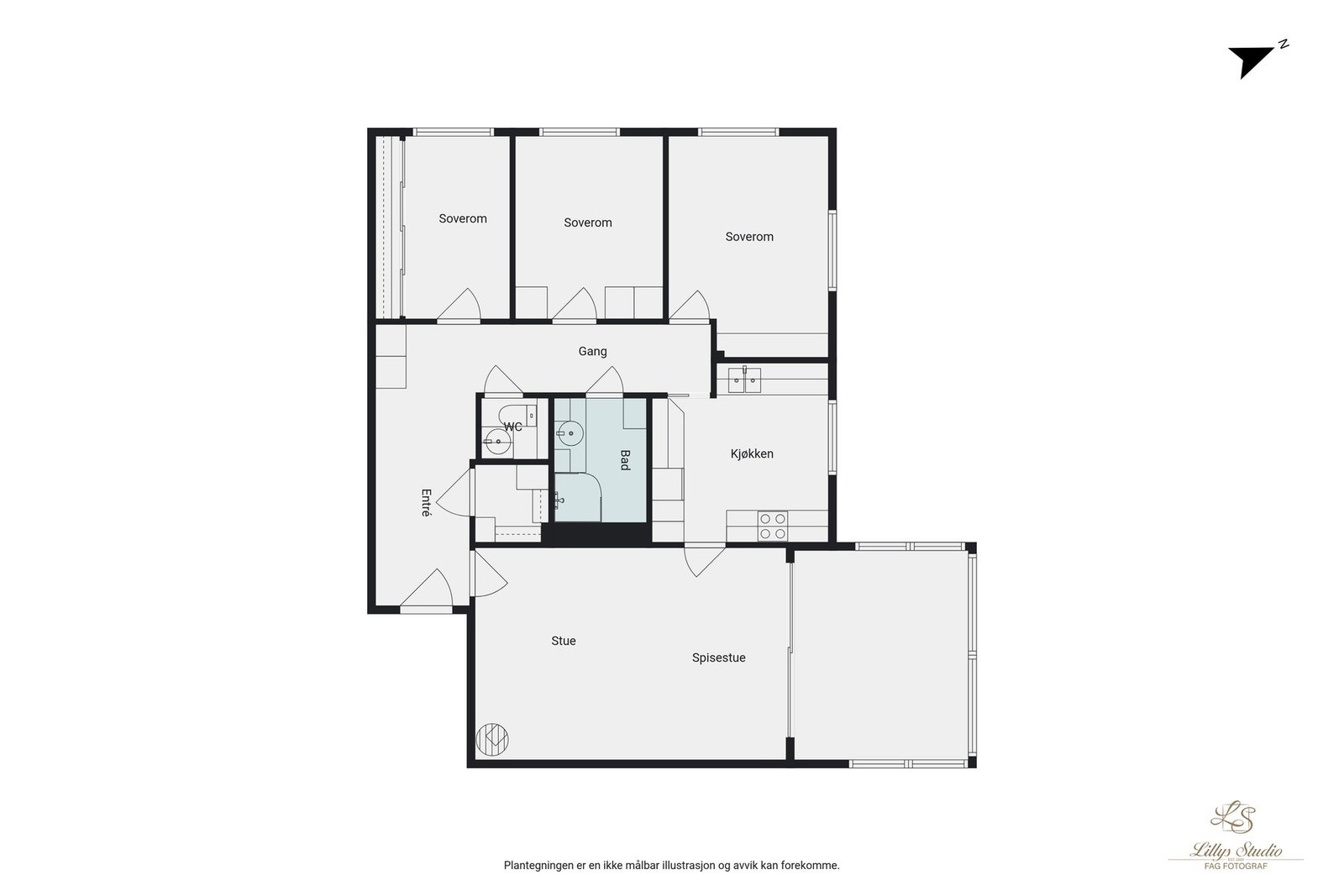 Leiligheten ligger i byggets 3. etasje. Galleribilde