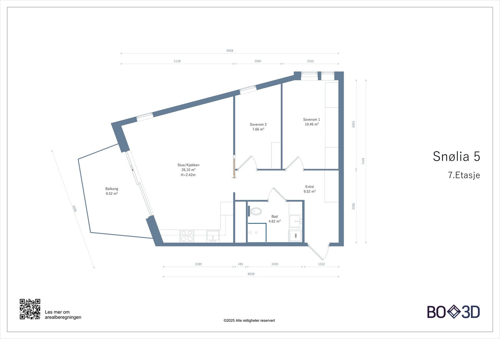 For en ekstra liten oversikt får du først se plantegningen over leiligheten. Galleribilde