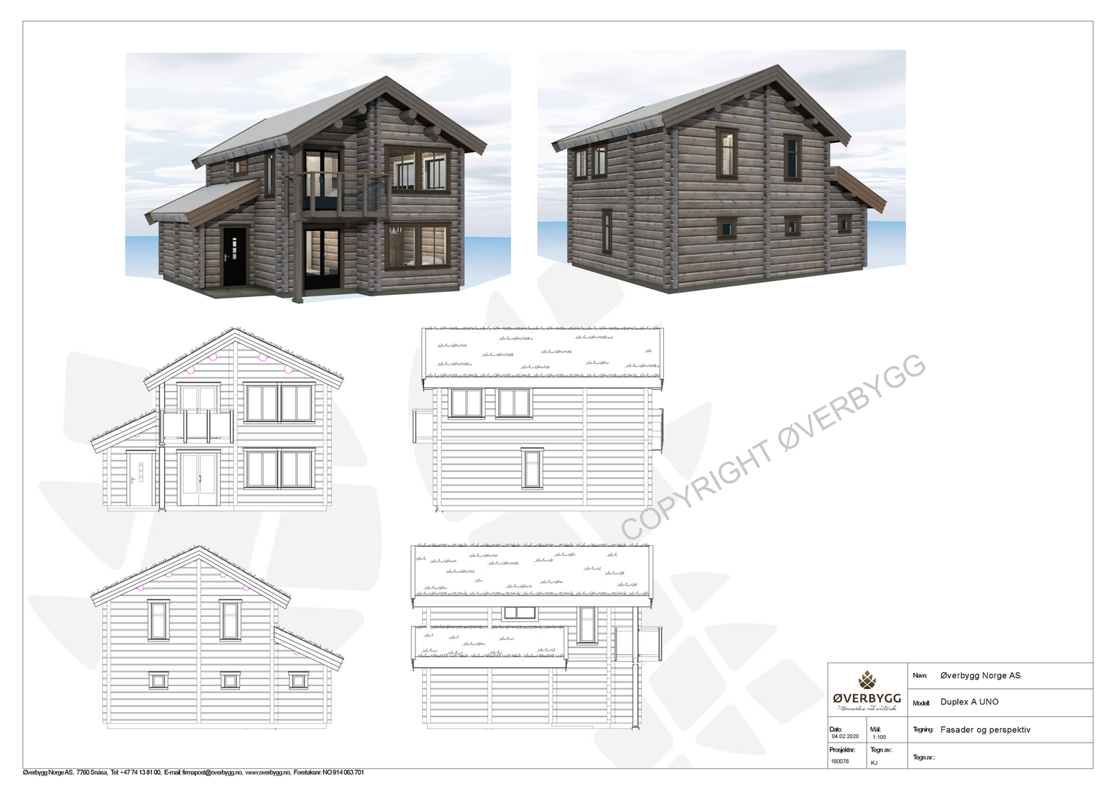 Fasader og snitt Duplex Uno Galleribilde