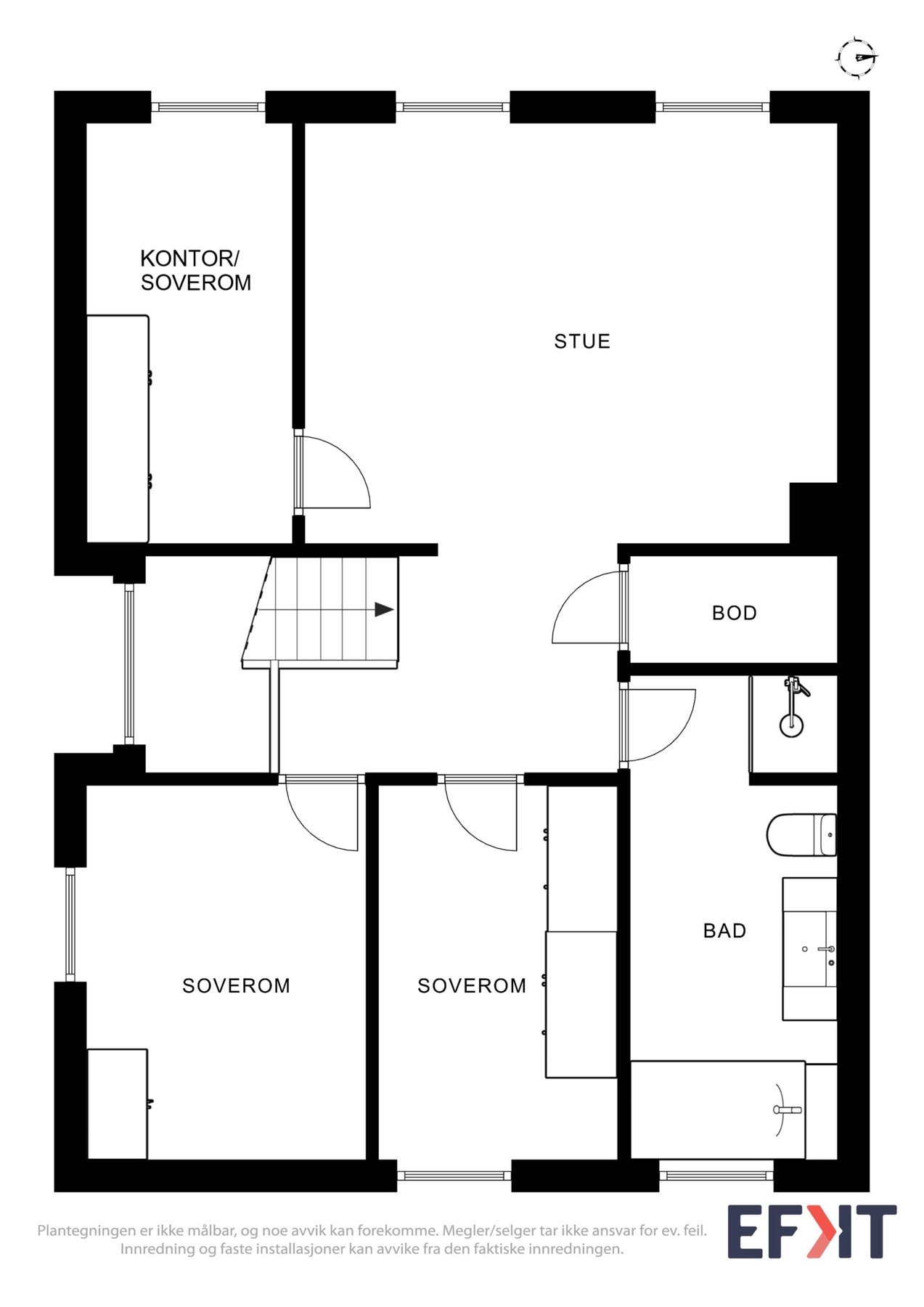 Plantegning som viser boligens 2. etasje. Galleribilde