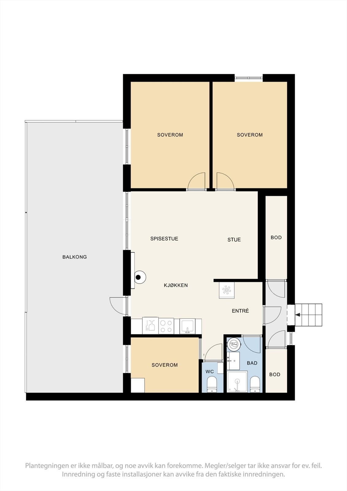 Plantegning | Hytta er på totalt 73 kvadratmeter i tillegg til balkongen på 46 kvadratmeter! Galleribilde