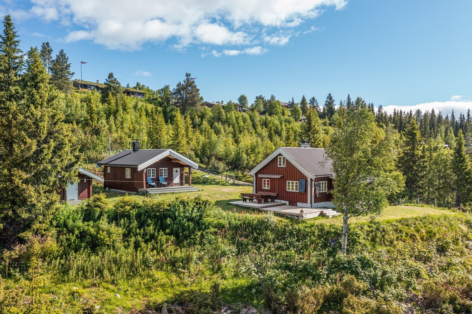 Eiendommen består av hytte, anneks og uthus på koselig inngjerdet naturtomt. Galleribilde