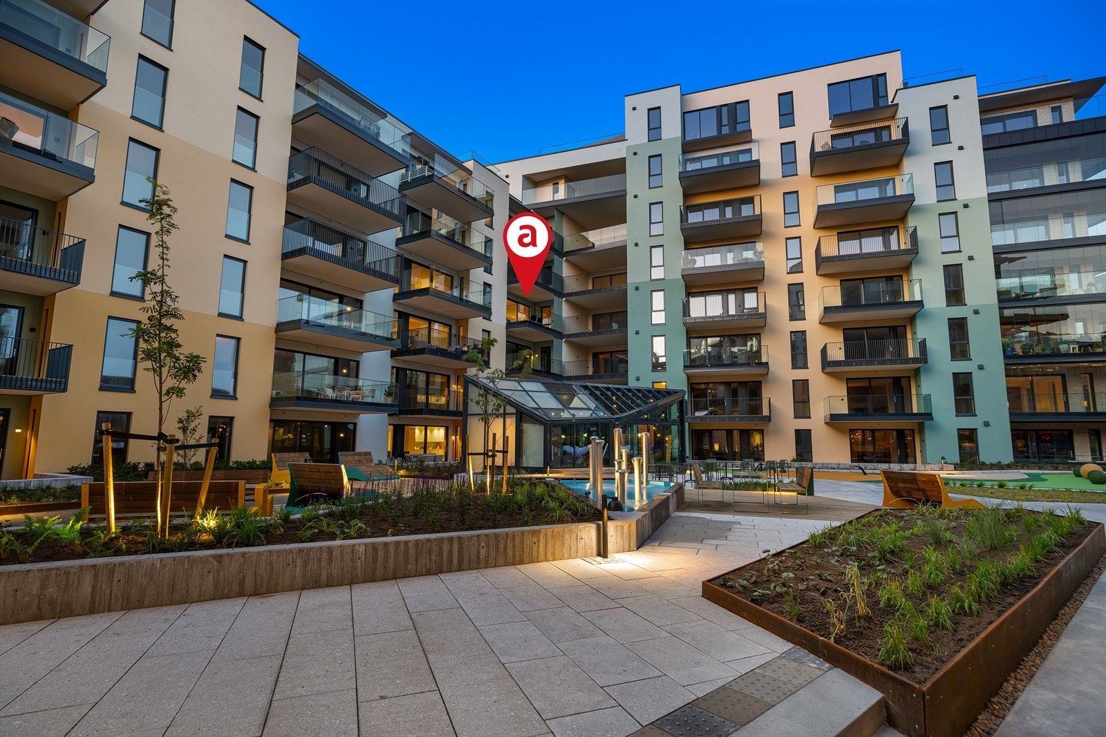 Markering viser leilighetens plassering Galleribilde