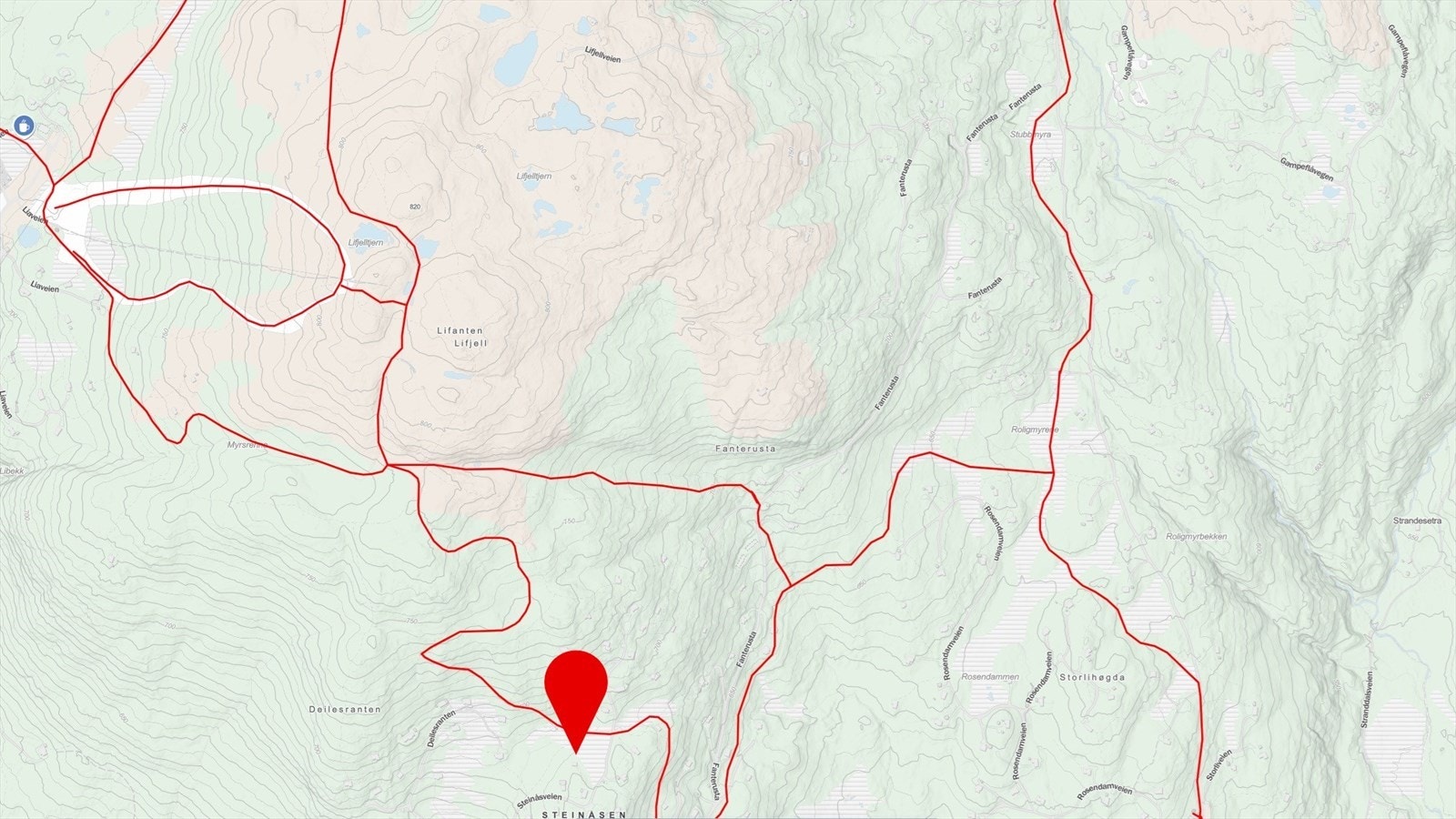 Nærmere utsnitt av løypekartet fra sporet.no Galleribilde