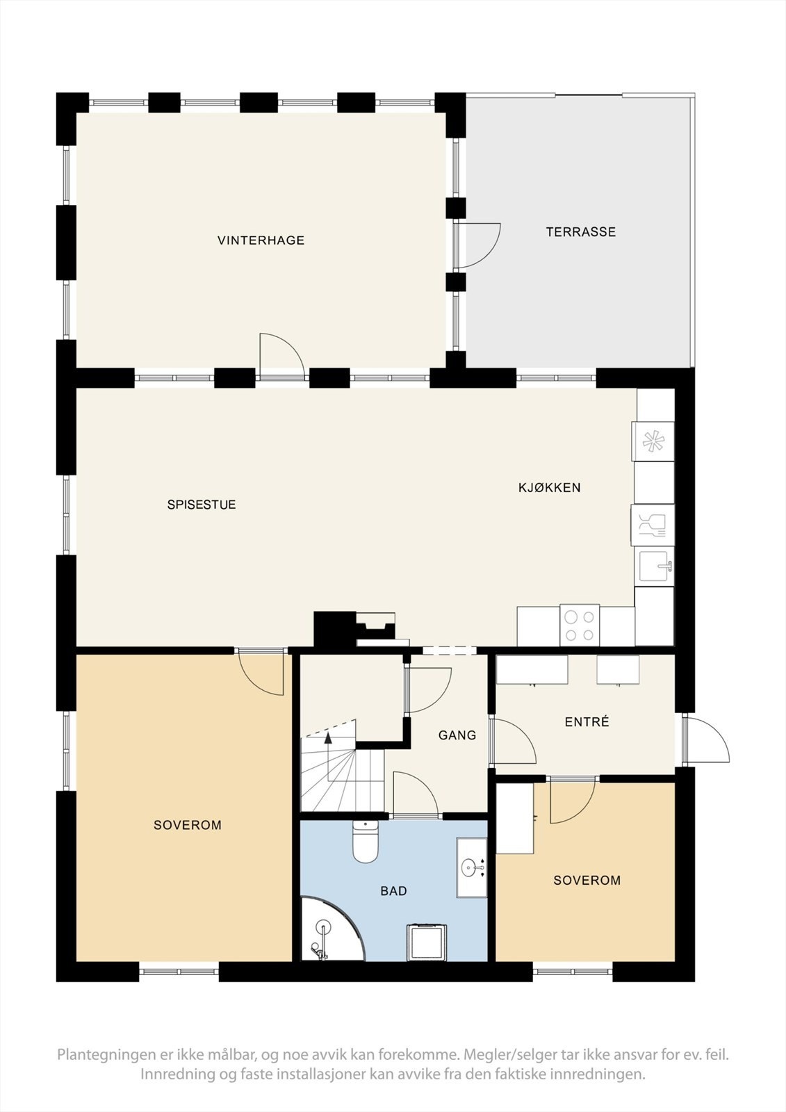 Plantegning av 1. etasje hvor soverom 4 er tegnet inn Galleribilde