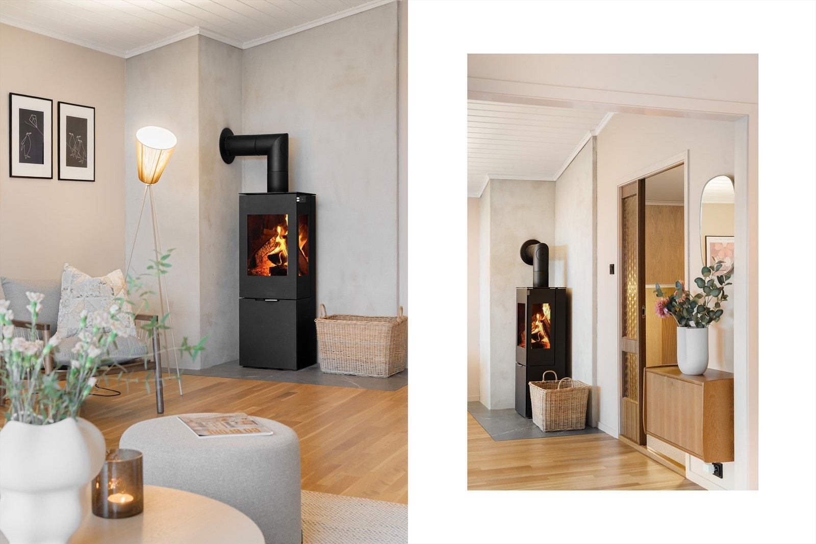 Vedovn og varmepumpe står for oppvarming. Galleribilde