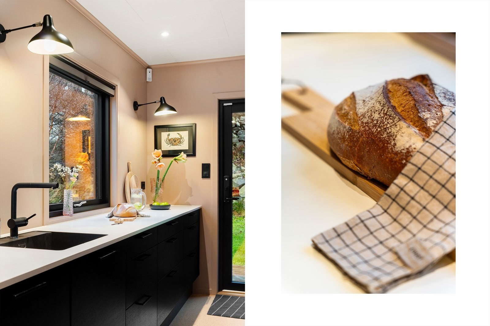 Sorte detaljer og underlimt vask gir et flott uttrykk Galleribilde