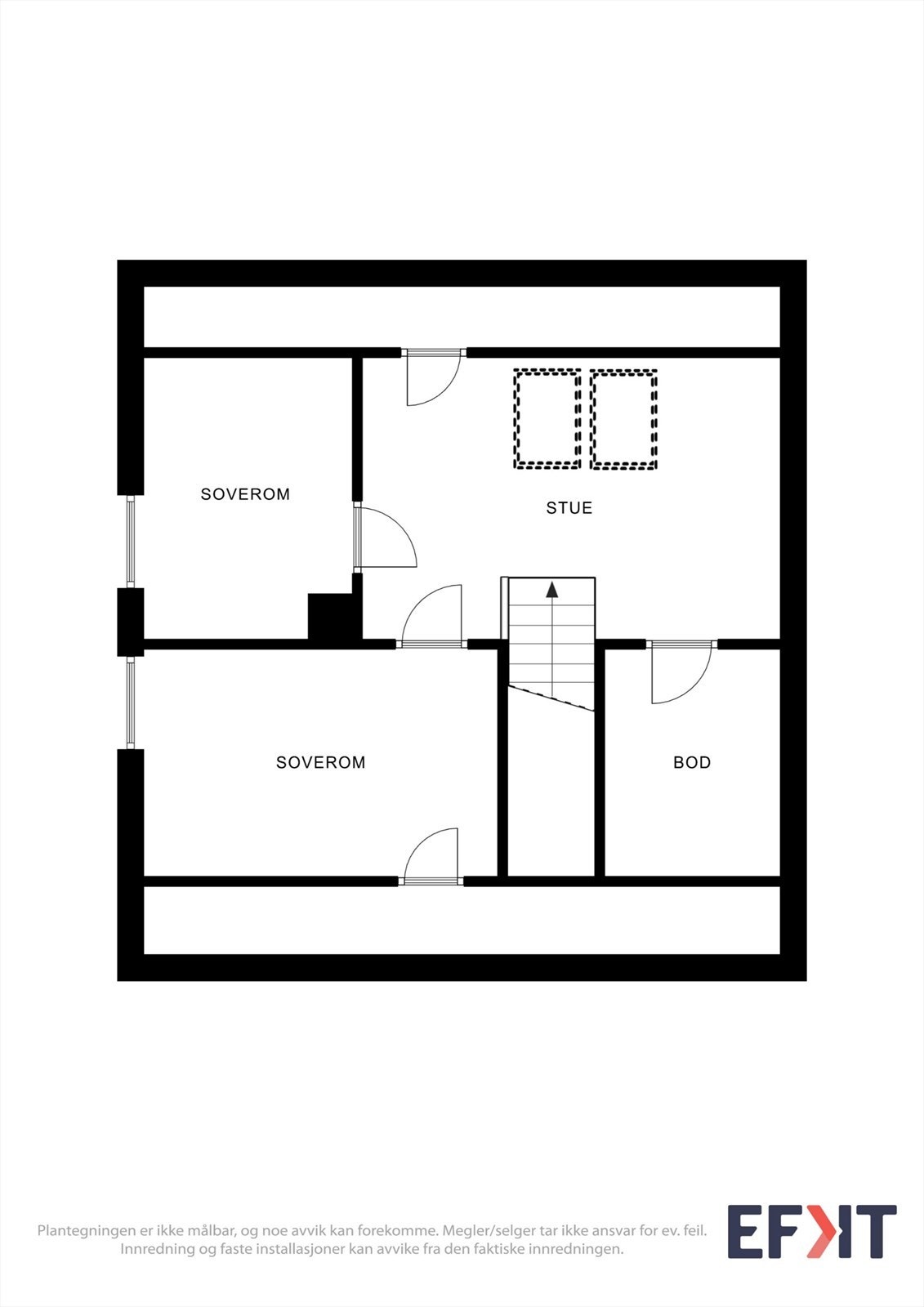 Loftsetasjen rommer to soverom, en bod og en ekstra stue. Galleribilde