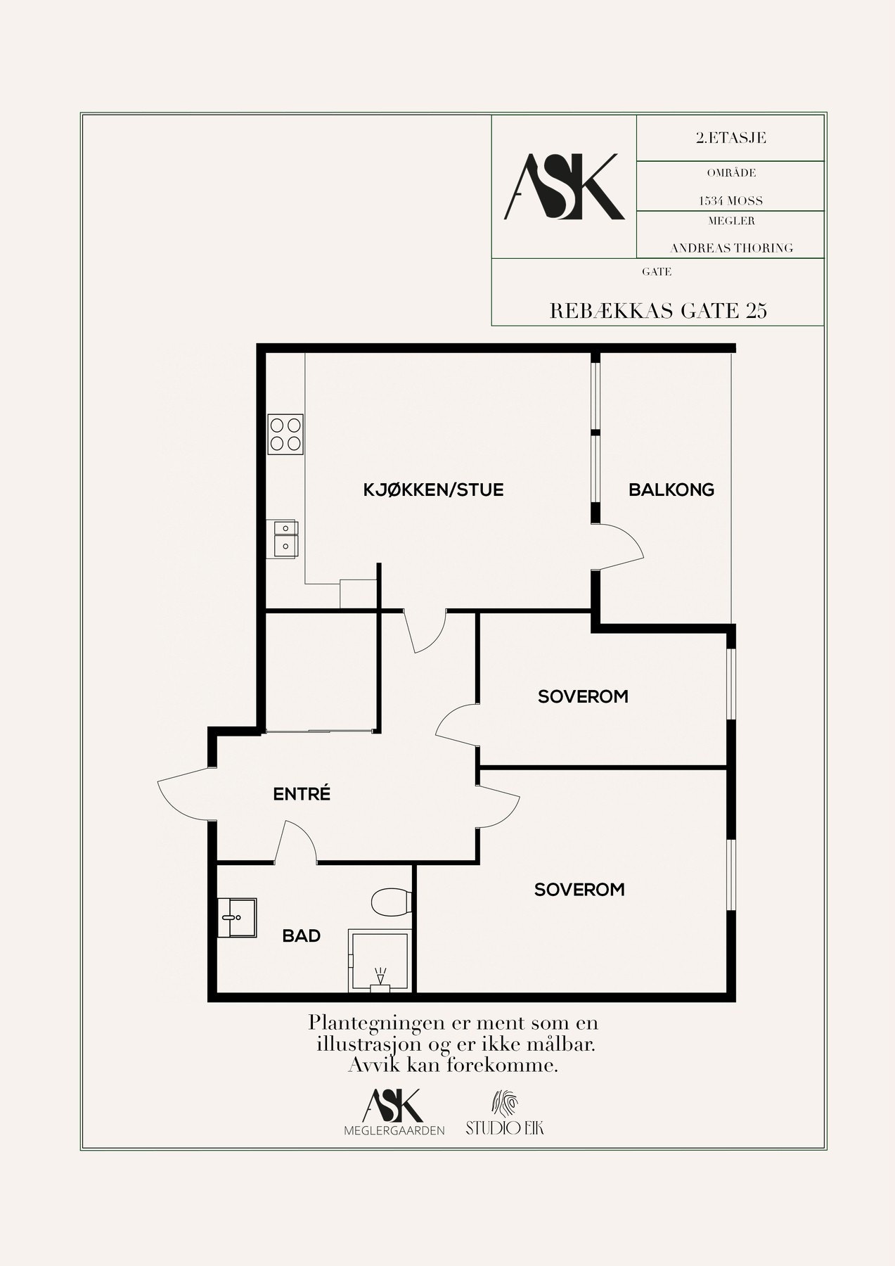 Planskisse - den aktuelle leiligheten ligger i byggets 2. etasje Galleribilde
