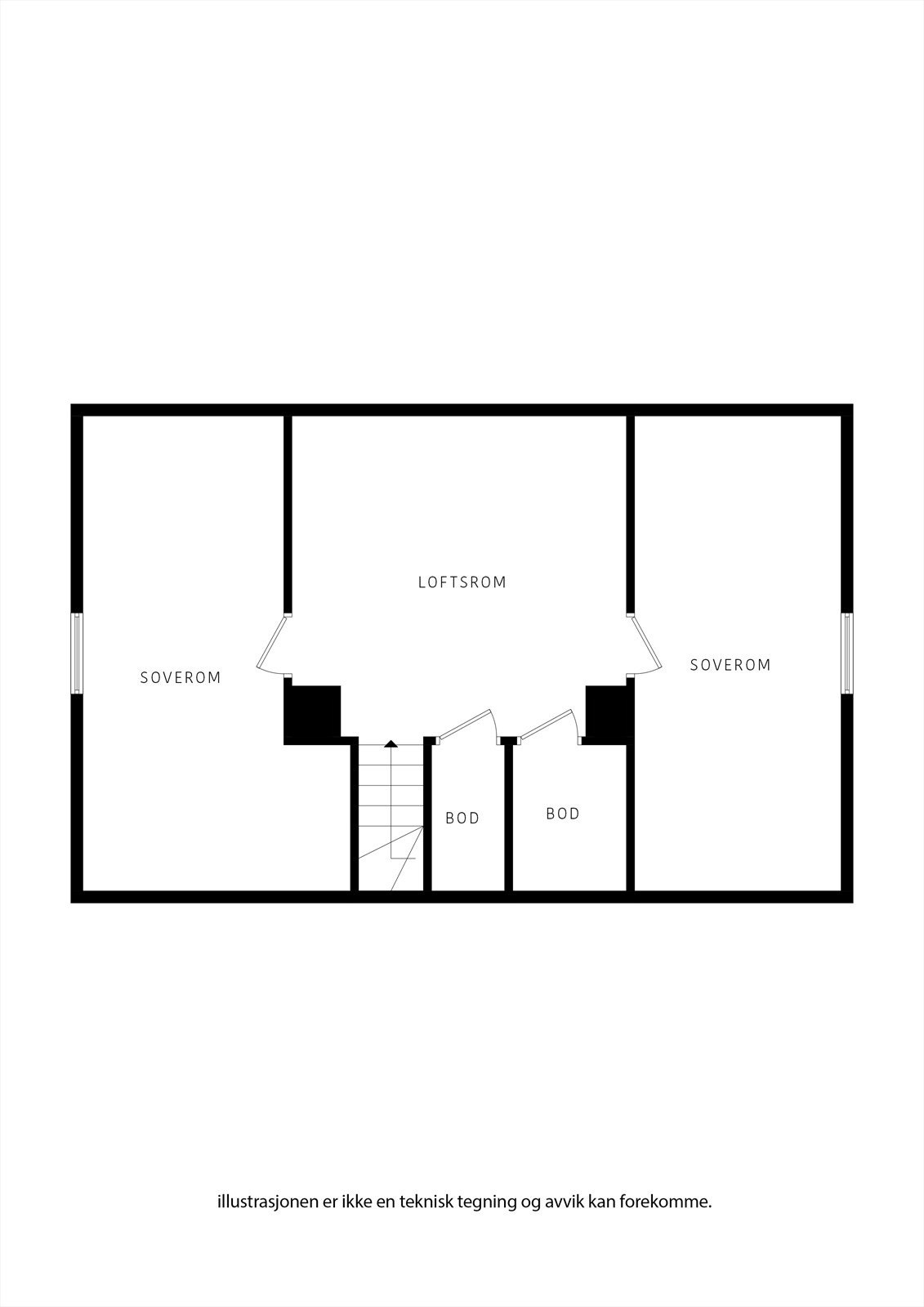 Fototegning Nedre Hauskjeneset 4 i 3. etasjen Galleribilde