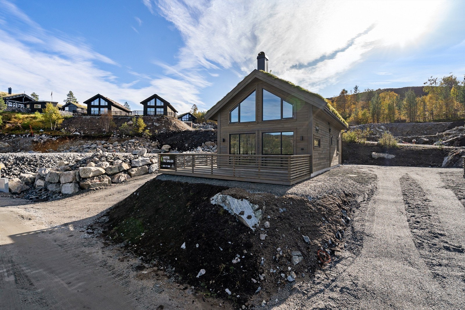 Visningshytten er ment for å kunne gi et innblikk i hvordan hytten vil bli seende ut etter bygging. Galleribilde