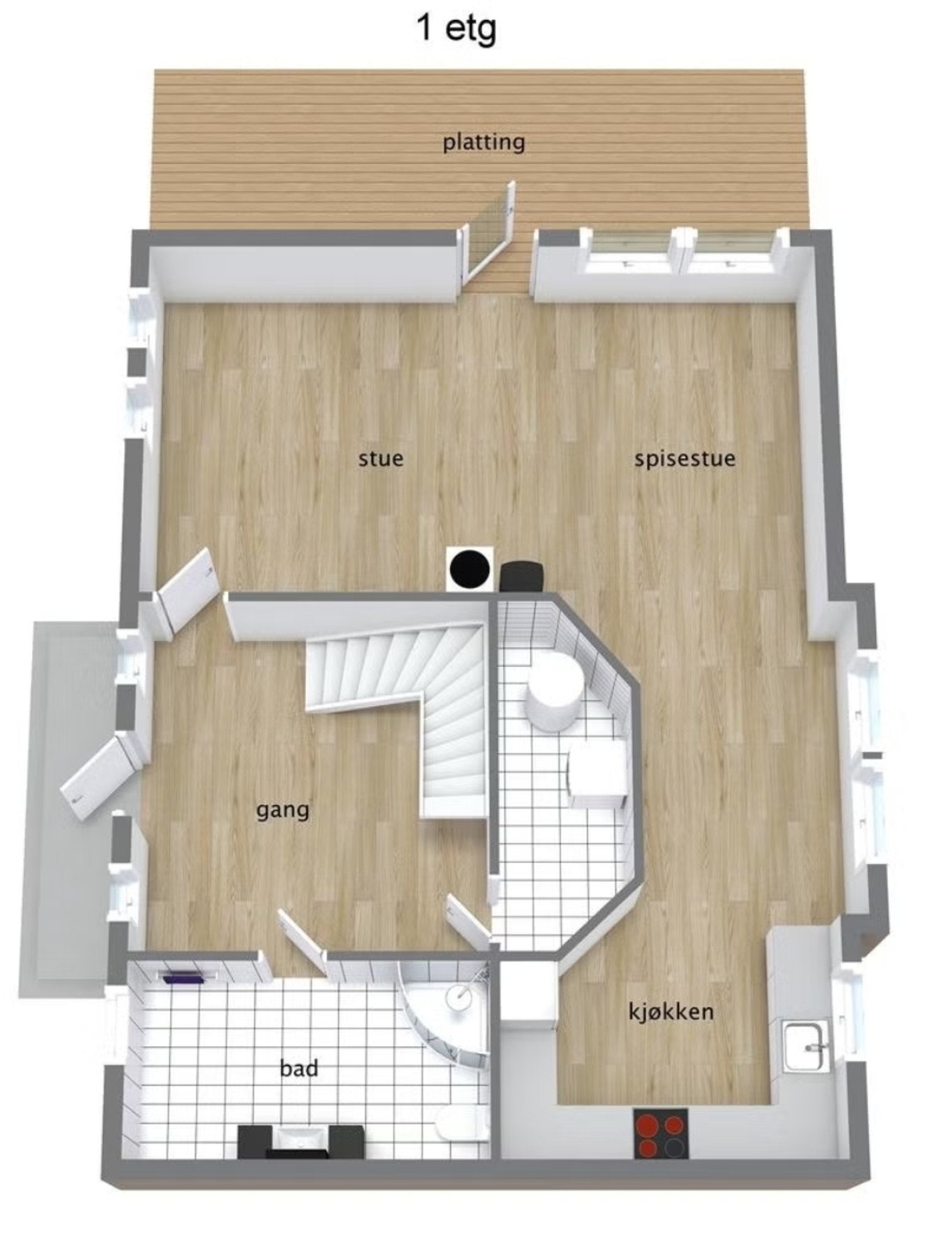 Plantegning 1.etg Galleribilde