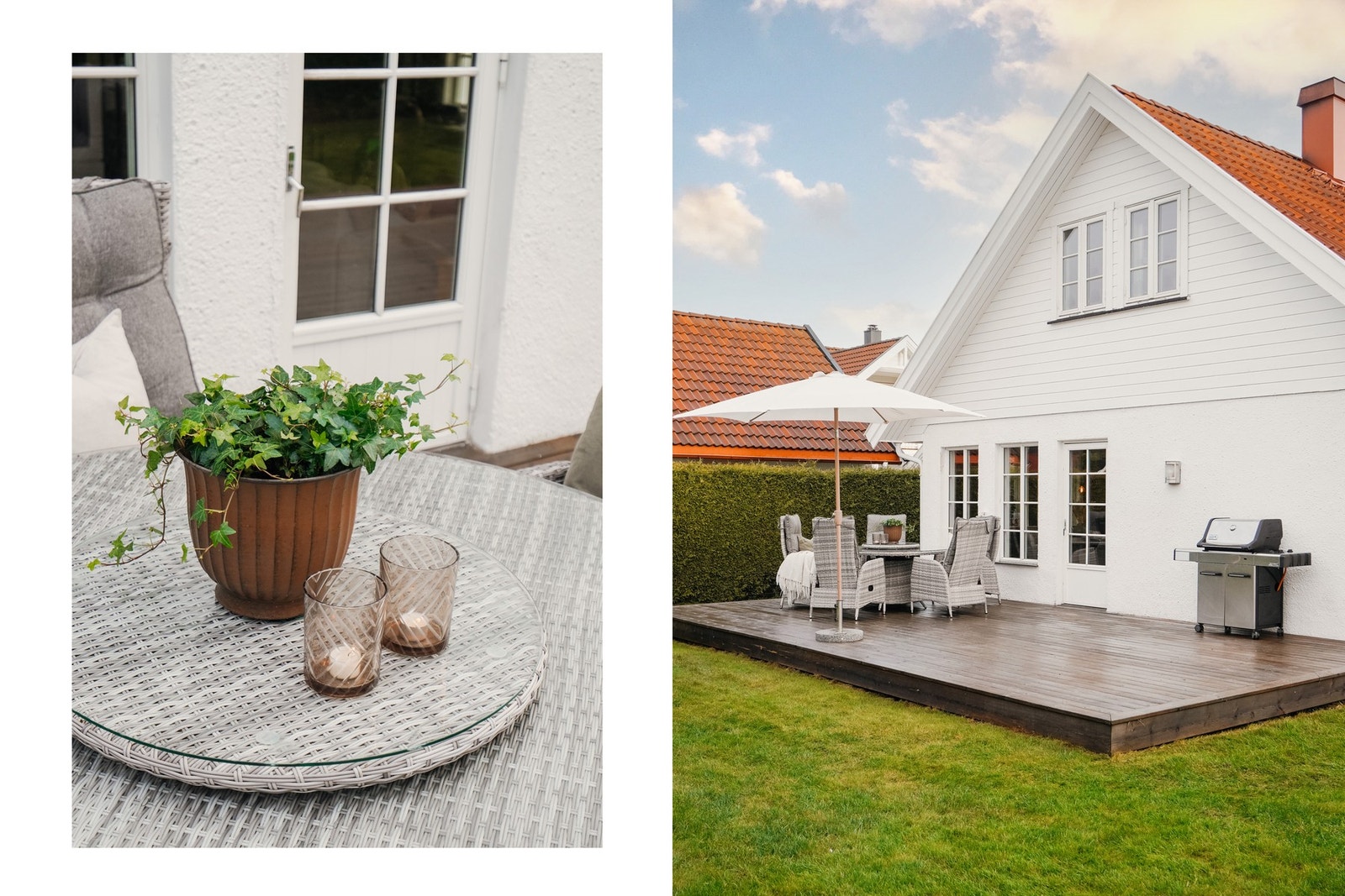 Eiendommen kan bl.a. by på et flott uteområde med vestvendt terrasseplatting på ca. 30 kvm Galleribilde