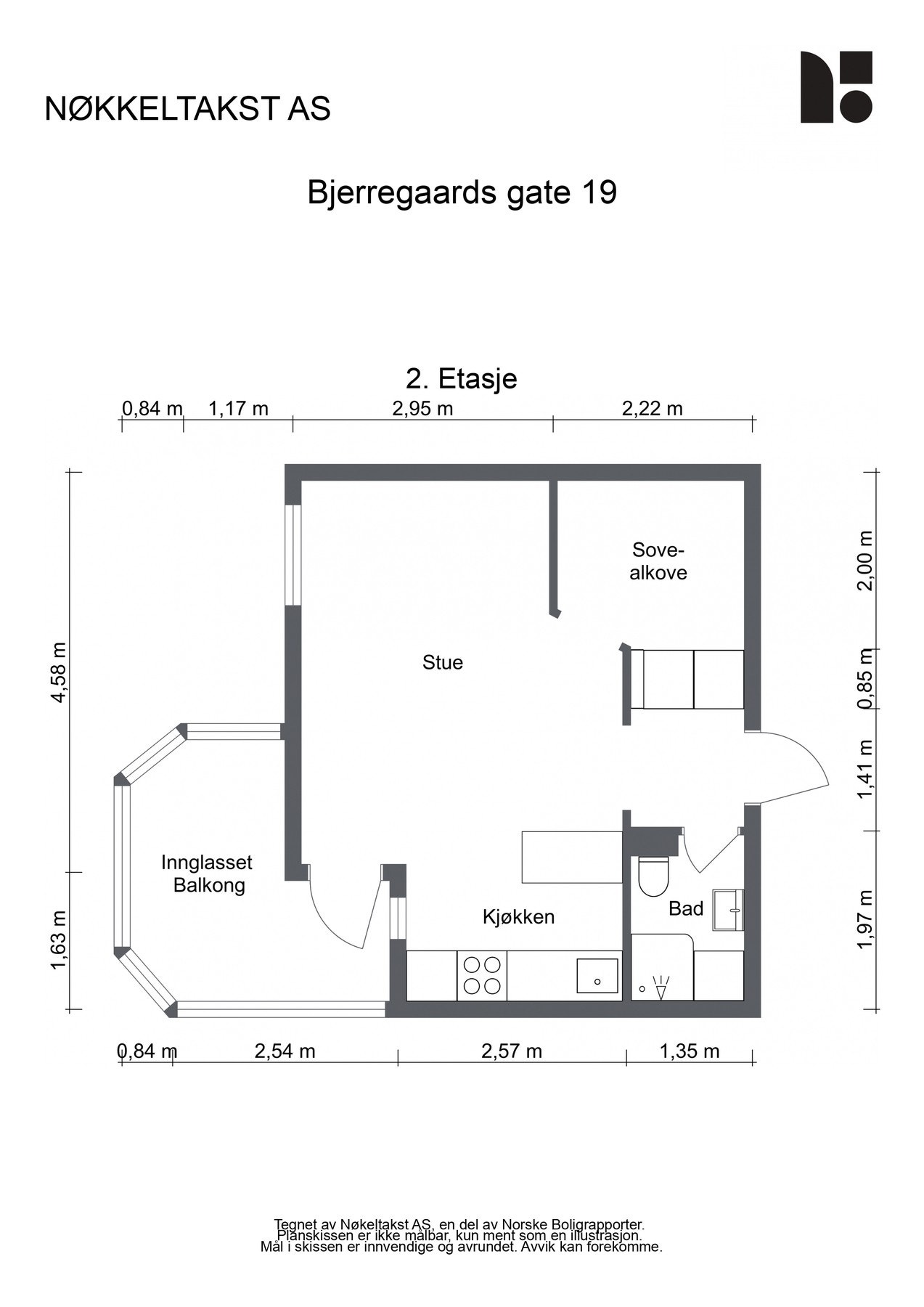 Planskisse (2.etg) BRA-i: 31 kvm: Entré, åpen kjøkken- og stueløsning, alkove og baderom. Galleribilde