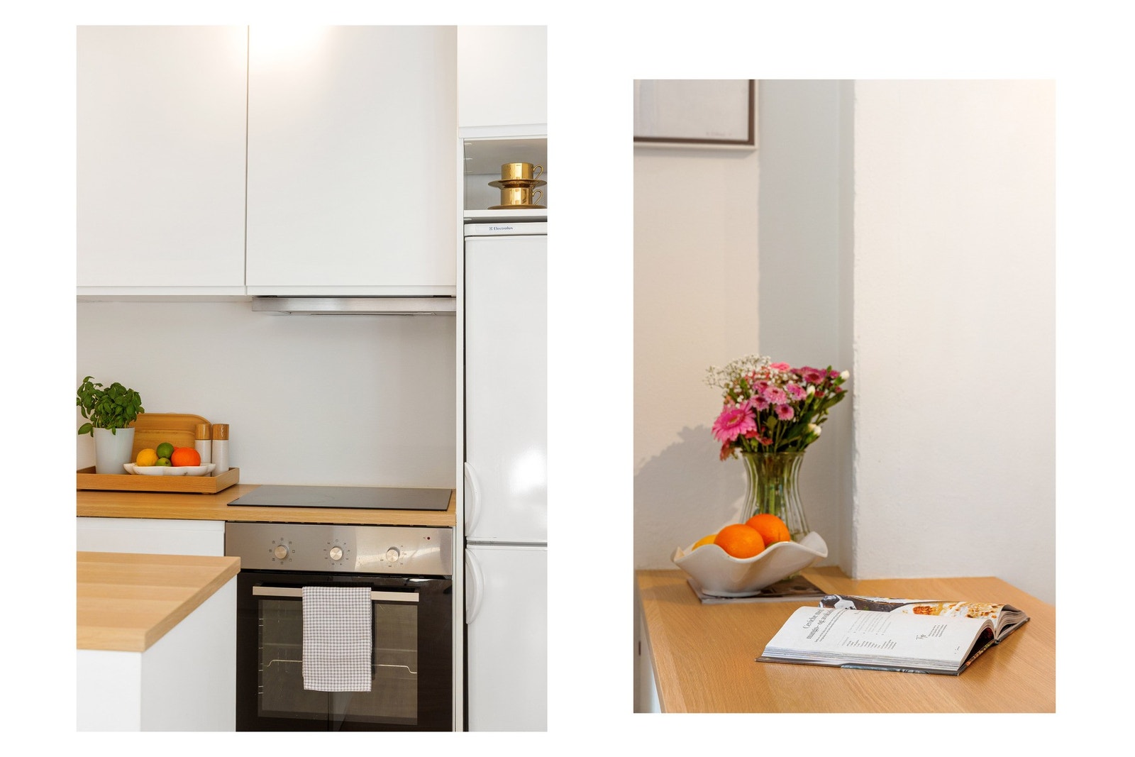 Integrert i innredningen er komfyr, platetopp og oppvaskmaskin. Frittstående kjøleskap/fryser. Kjøkkenventilator med kullfilter. Galleribilde