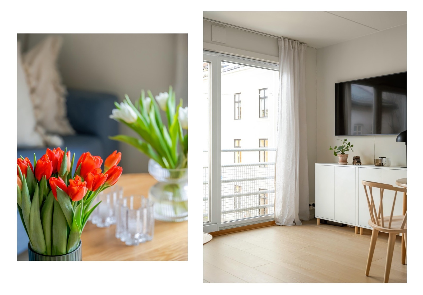 Det er store vindusflater og en fransk balkong med skyvedør som slipper inn mye naturlig dagslys. Fra stuen er det fritt utsyn oppover Feddersens gate mot grøntområder. Galleribilde