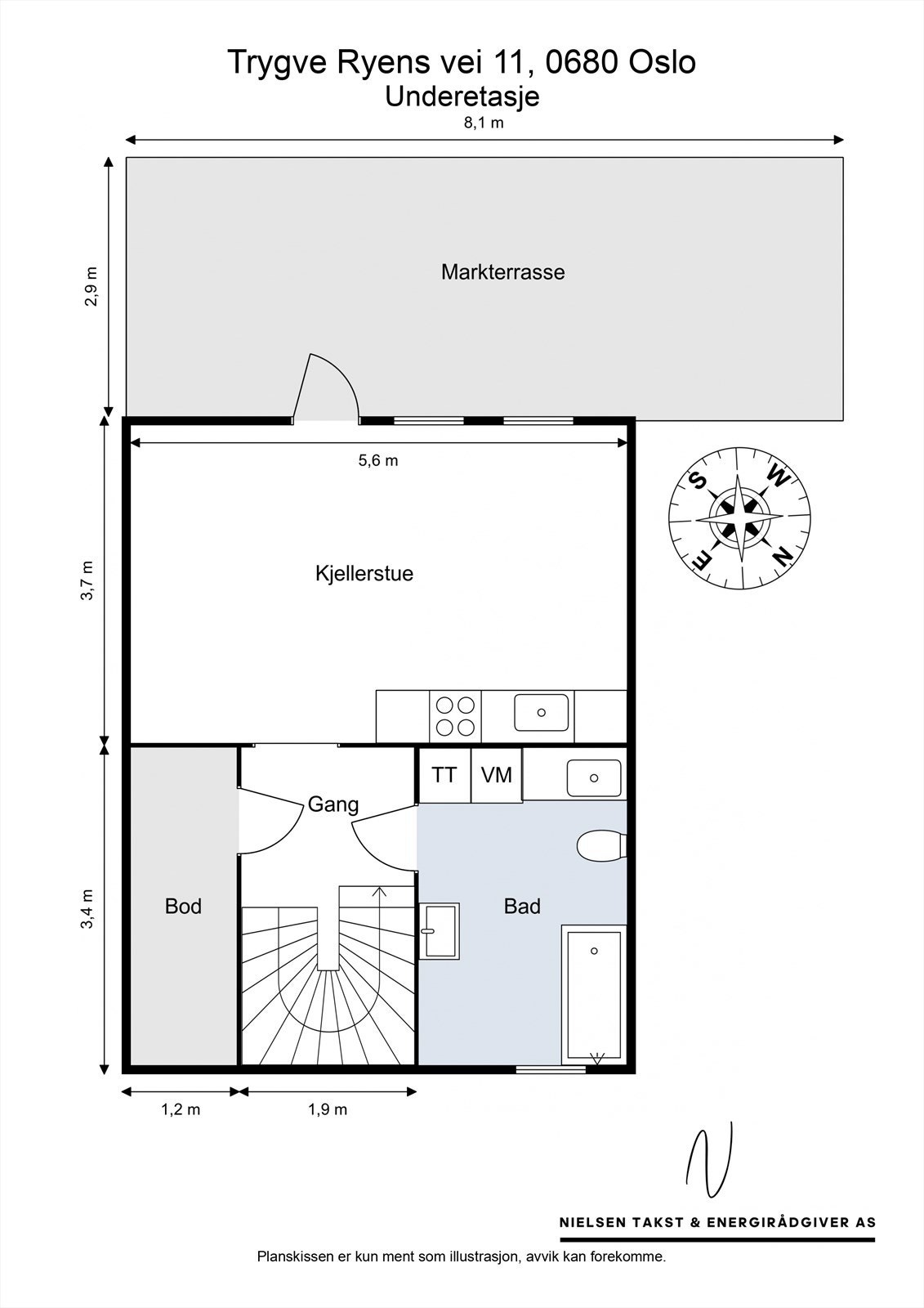 Plantegning - Underetasje. Galleribilde