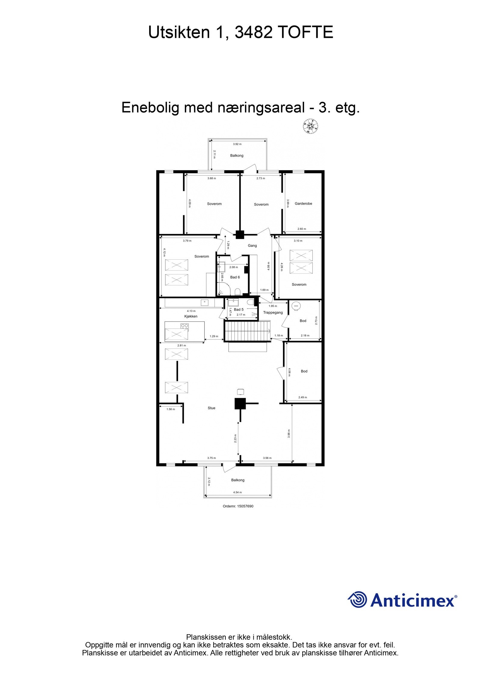 Plantegning loftsetasje - privat leilighet Galleribilde