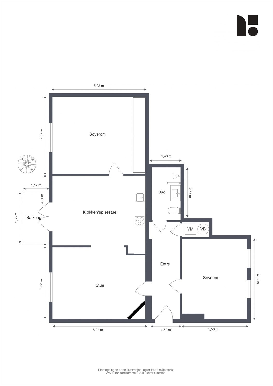 Plantegning med mål Galleribilde