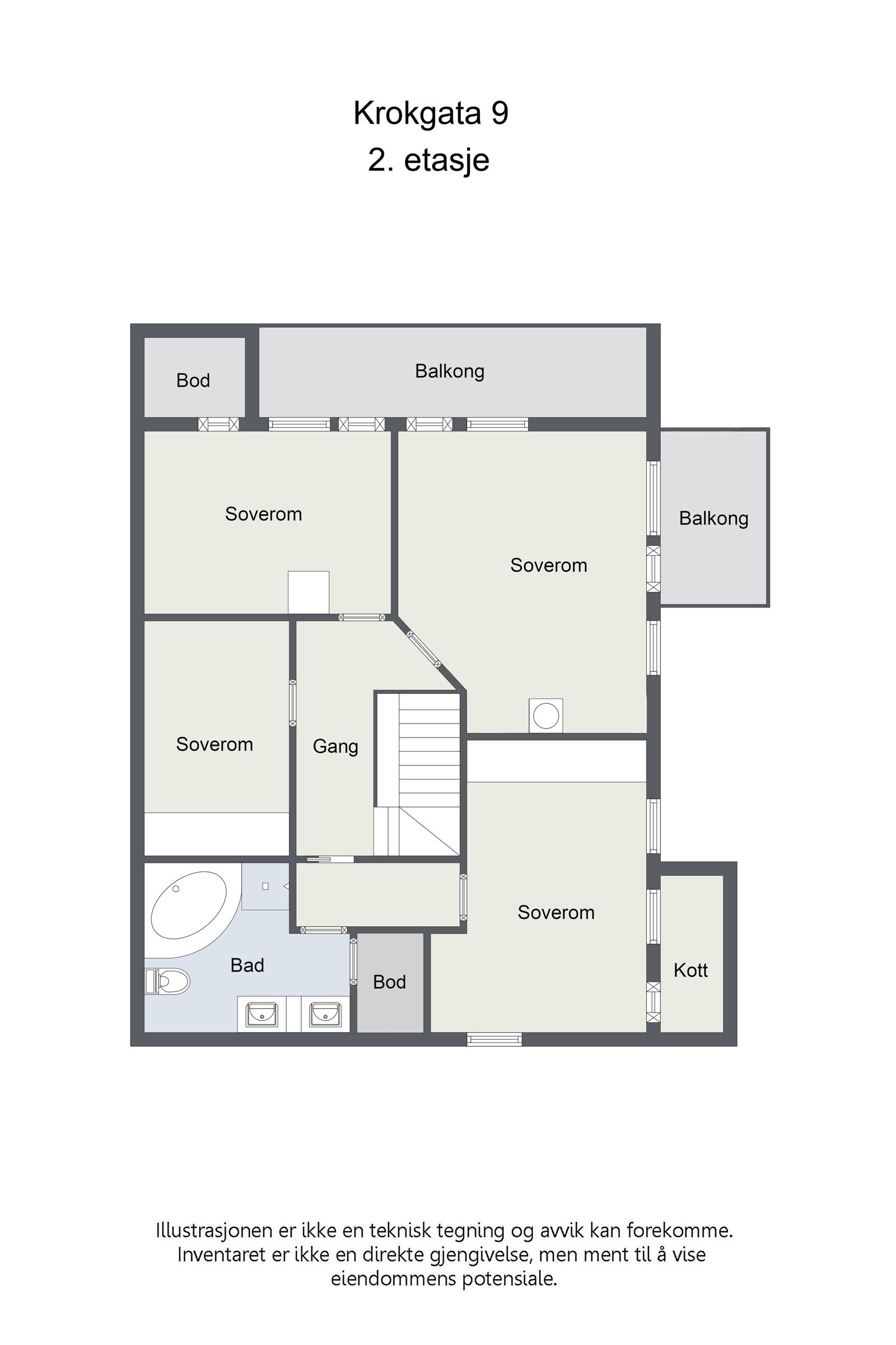 Plantegning 2.etasje/loft. Galleribilde