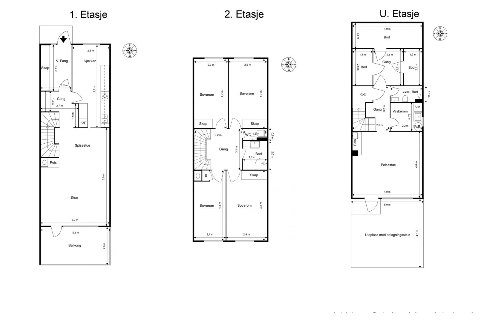 Plantegninger - tre plan Galleribilde