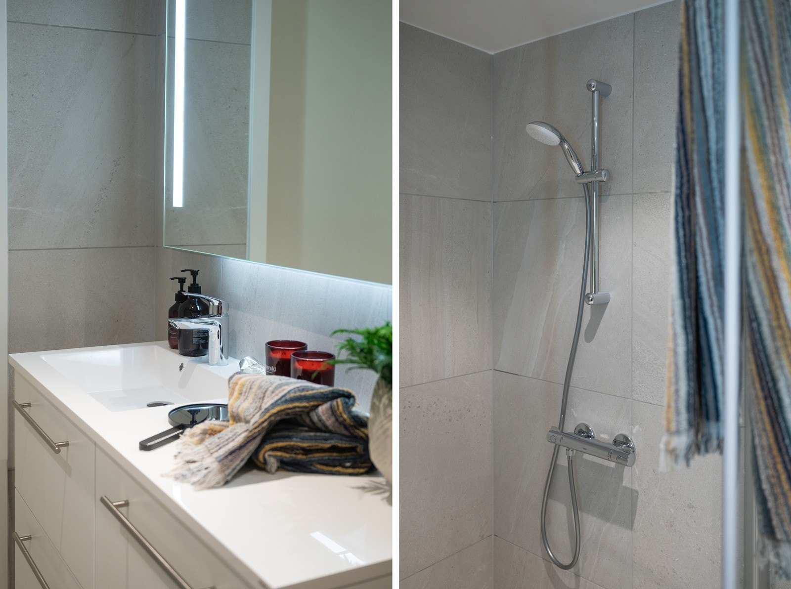 Dette badet har også opplegg for vaskemaskin. Galleribilde