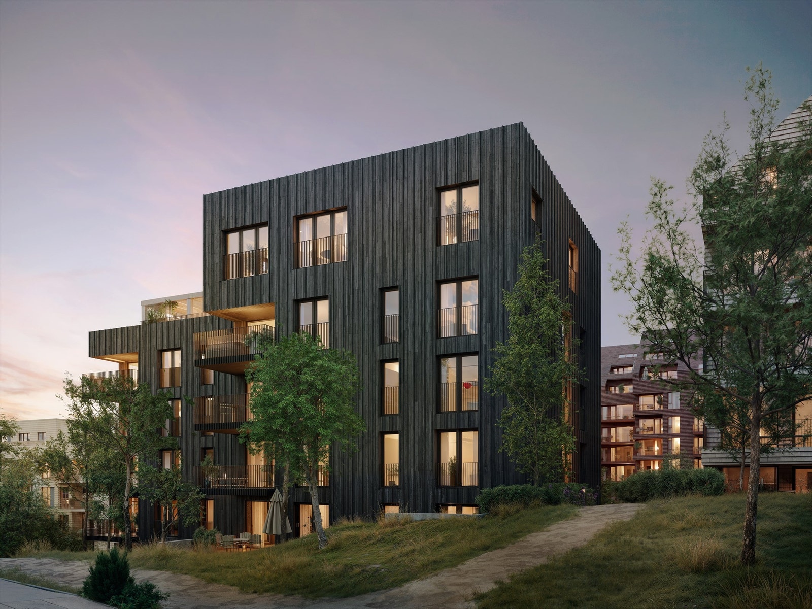 Illustrasjon fasade for bygg Collet. Avvik kan forekomme. Galleribilde