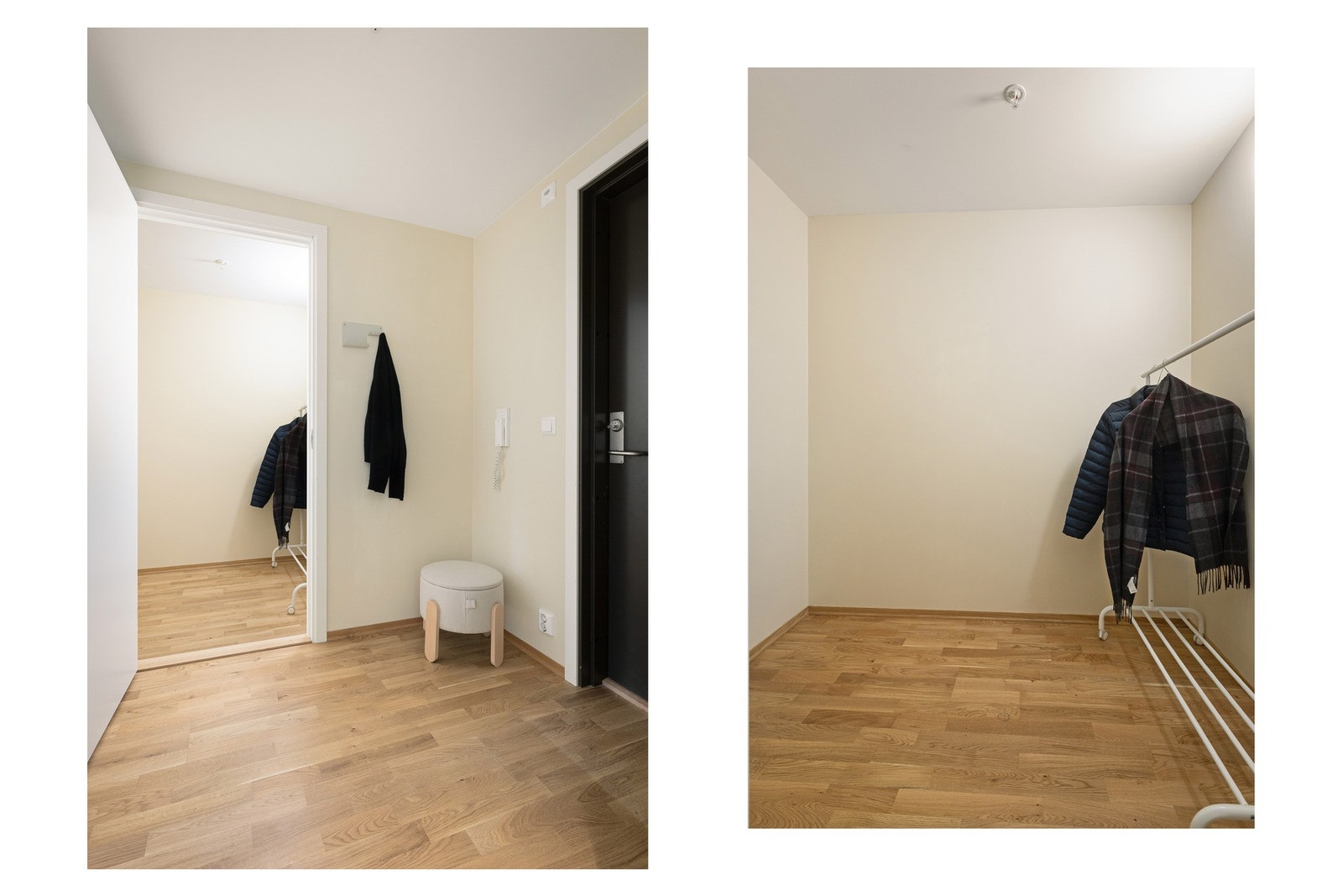 Praktisk innvendig bod gjør det enkelt å holde leiligheten ryddig. Galleribilde