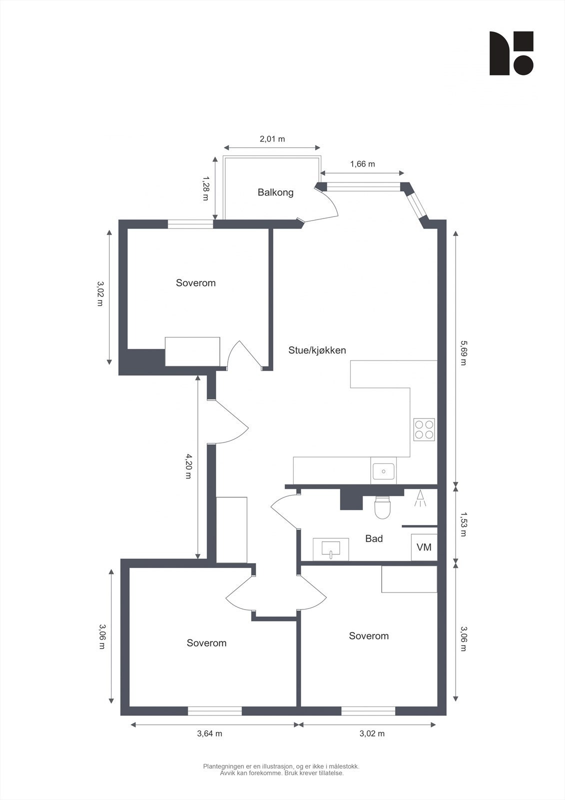 Plantegning med mål Galleribilde