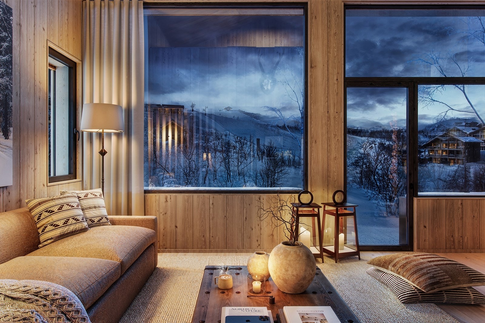 Nydelig utsikt mot skibakkene på Kikut! Se boligvelger på www.kikutlya.no for ledige chaleter i trinn 1 og 2 (Illustrasjon kan avvike fra faktiske forhold.) Galleribilde