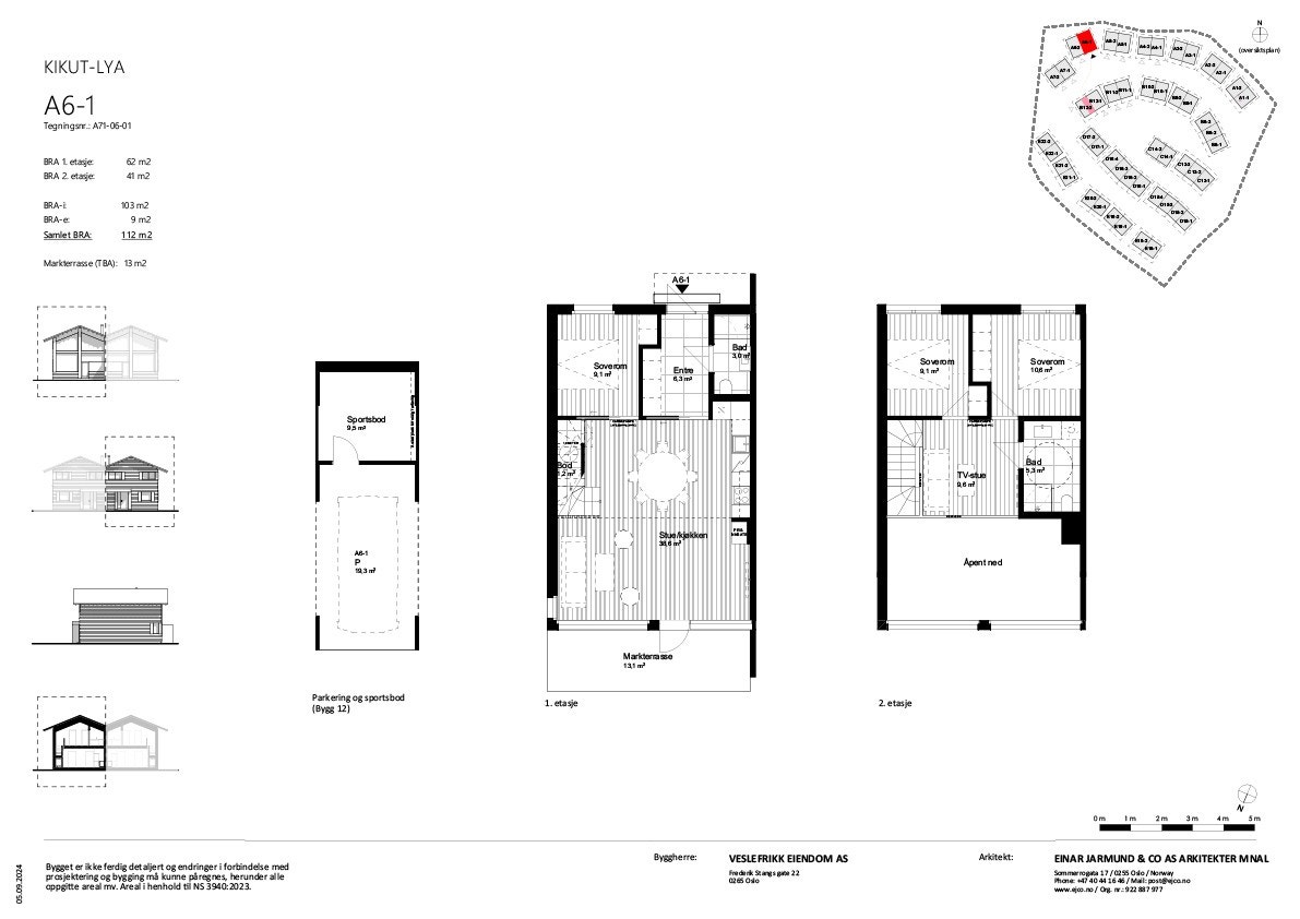 Planskisse med garasje og bod Kikutlya A6-1 Galleribilde