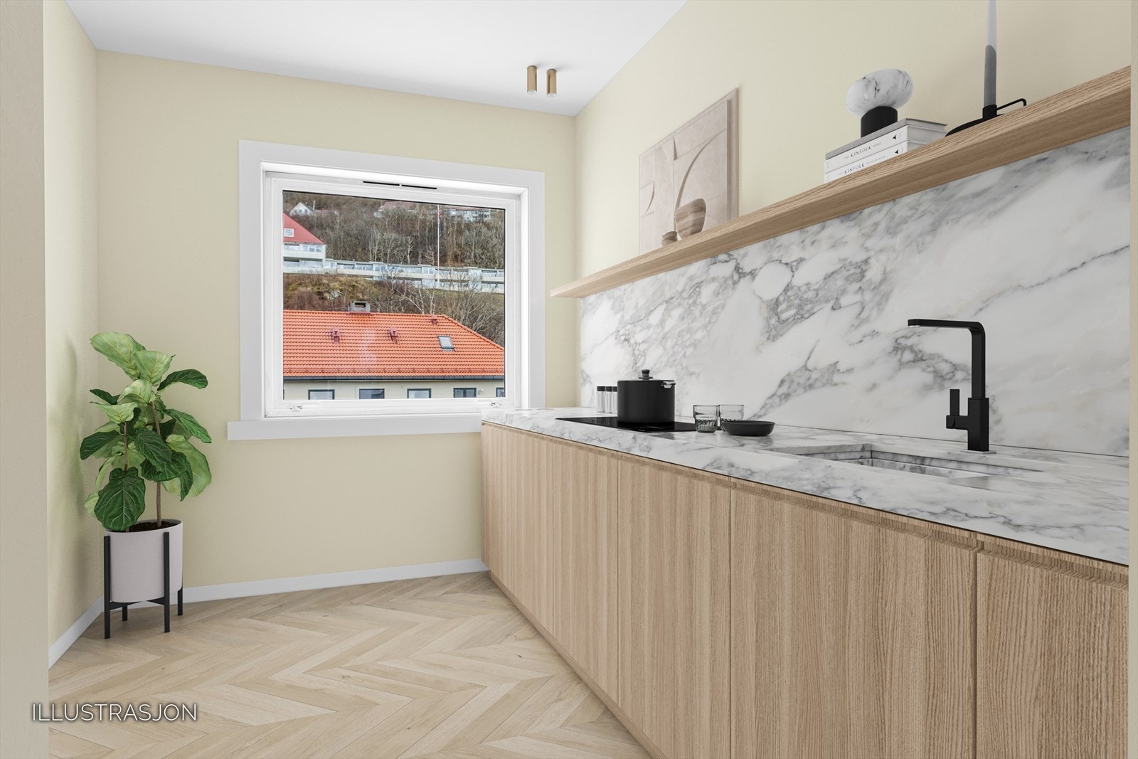 Visualisering av kjøkkenet etter oppussing Galleribilde