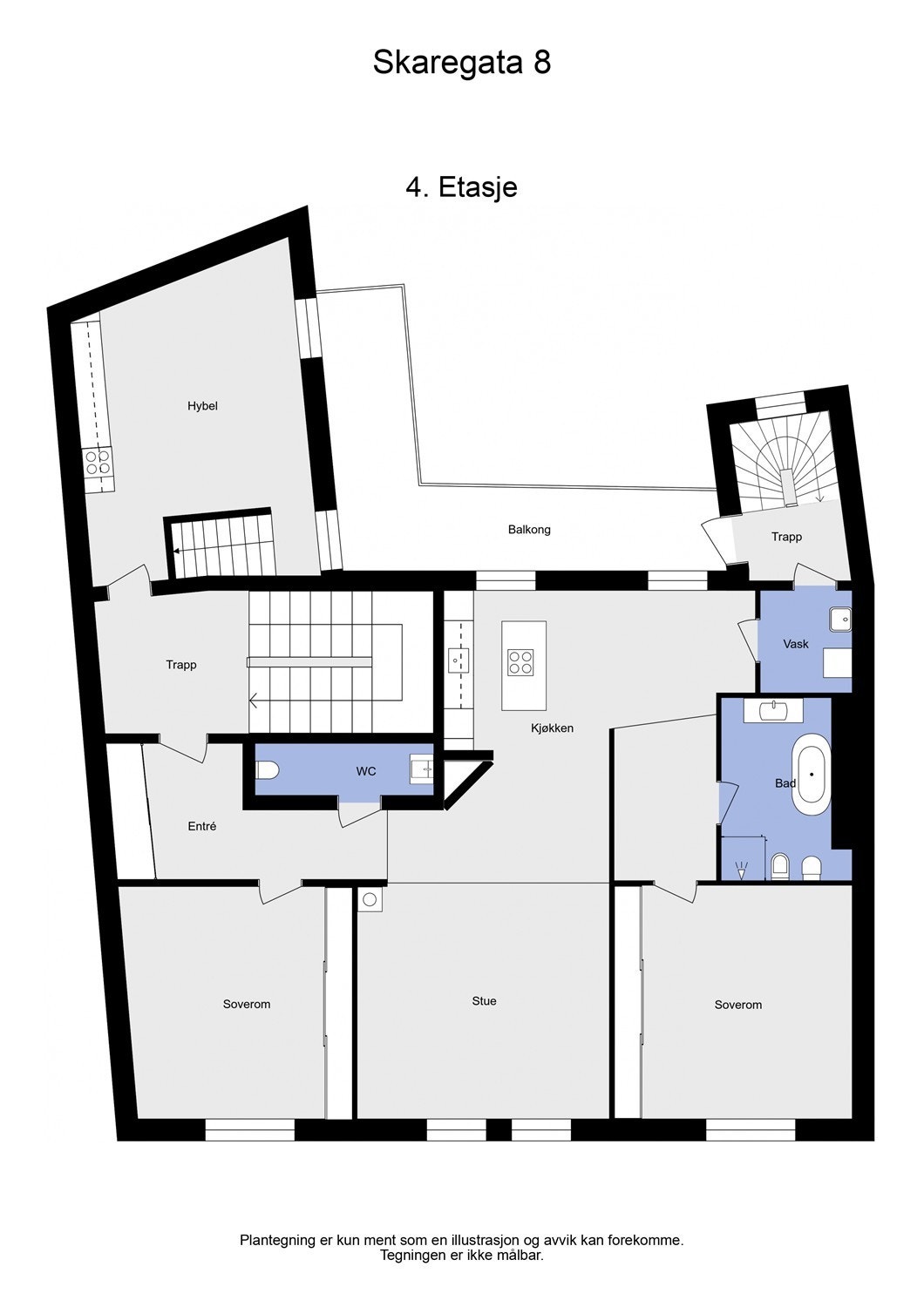 Leiligheten er romslig og meget god planløsning Galleribilde